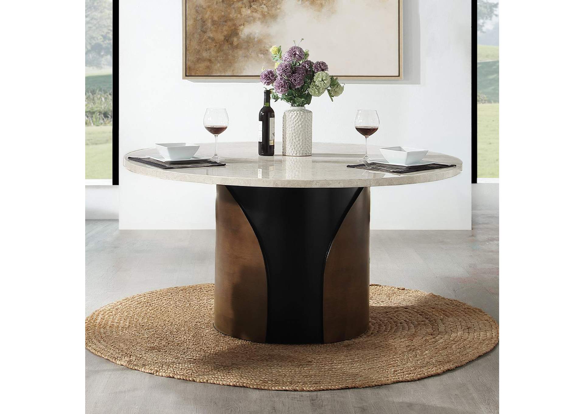 Rufina Round Dining Table with Marble Top image 1