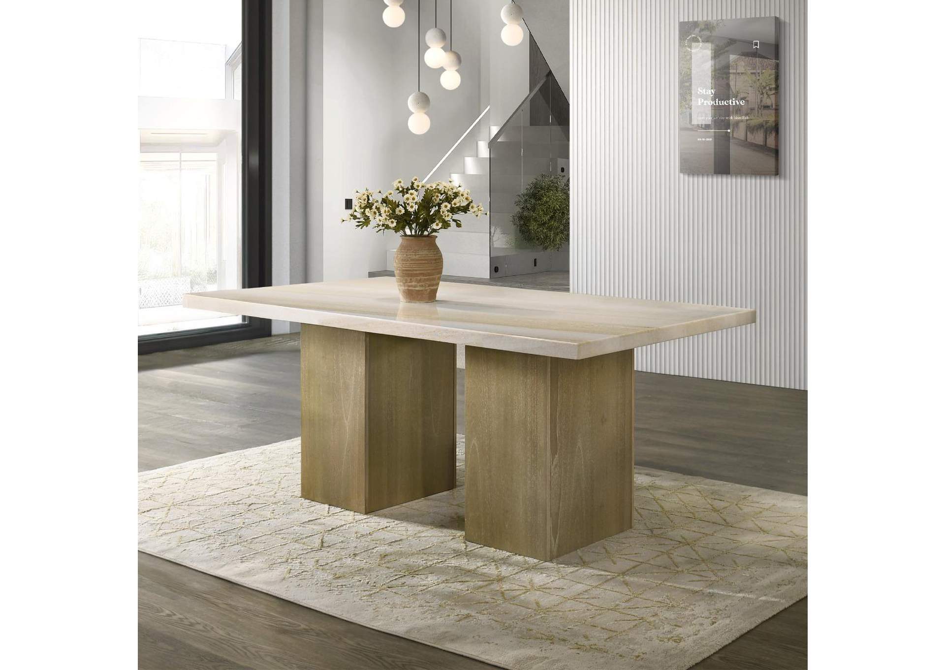Olinda Dining Table with Natrual Marble Top image 1