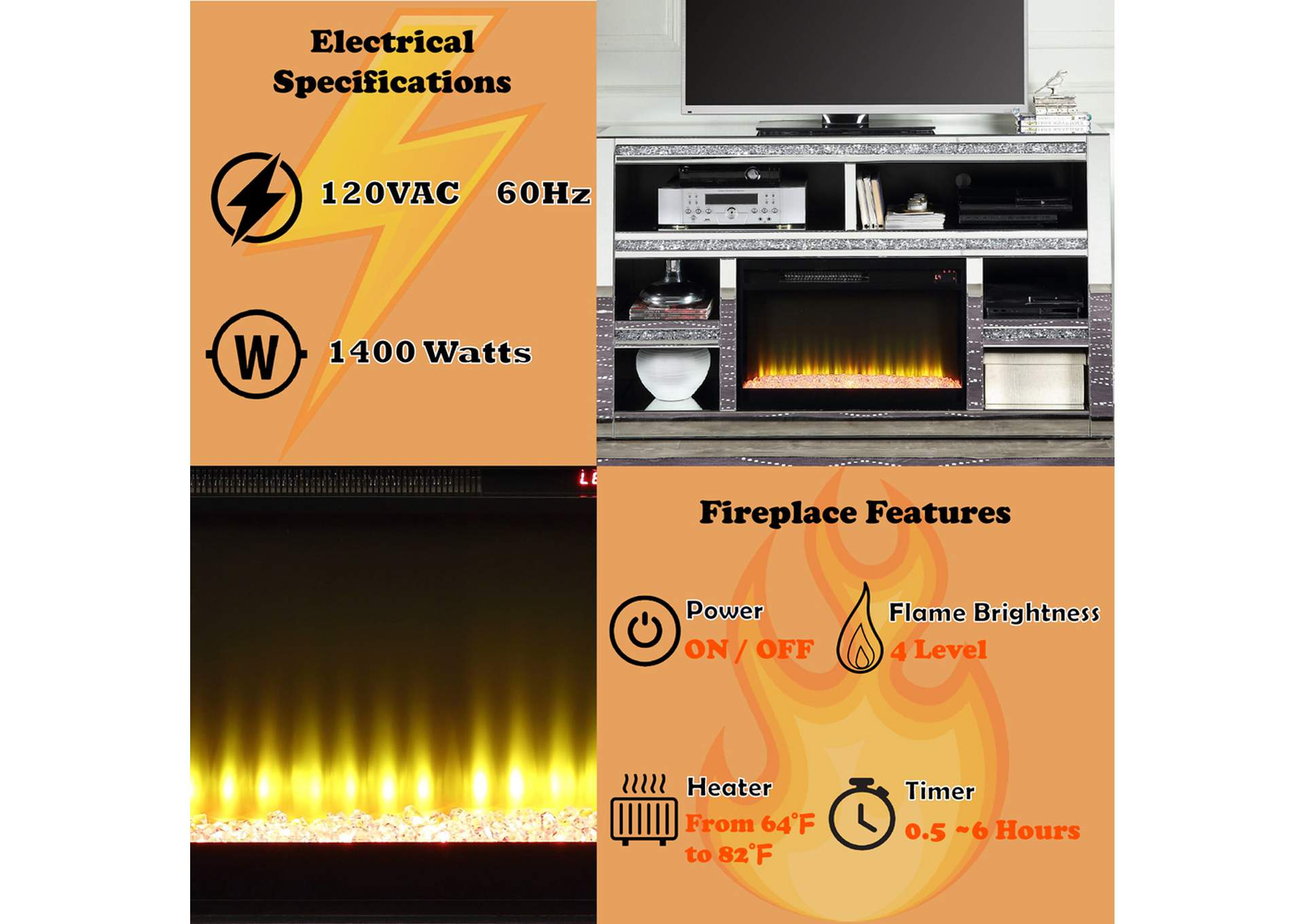 Noralie TV Stand with Fireplace image 4