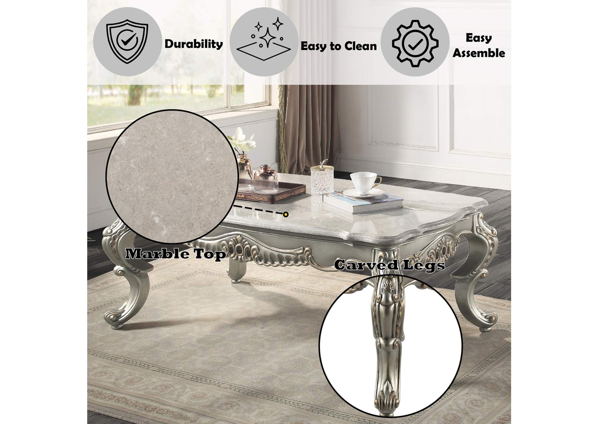 Miliani Coffee Table with Marble Top image 9