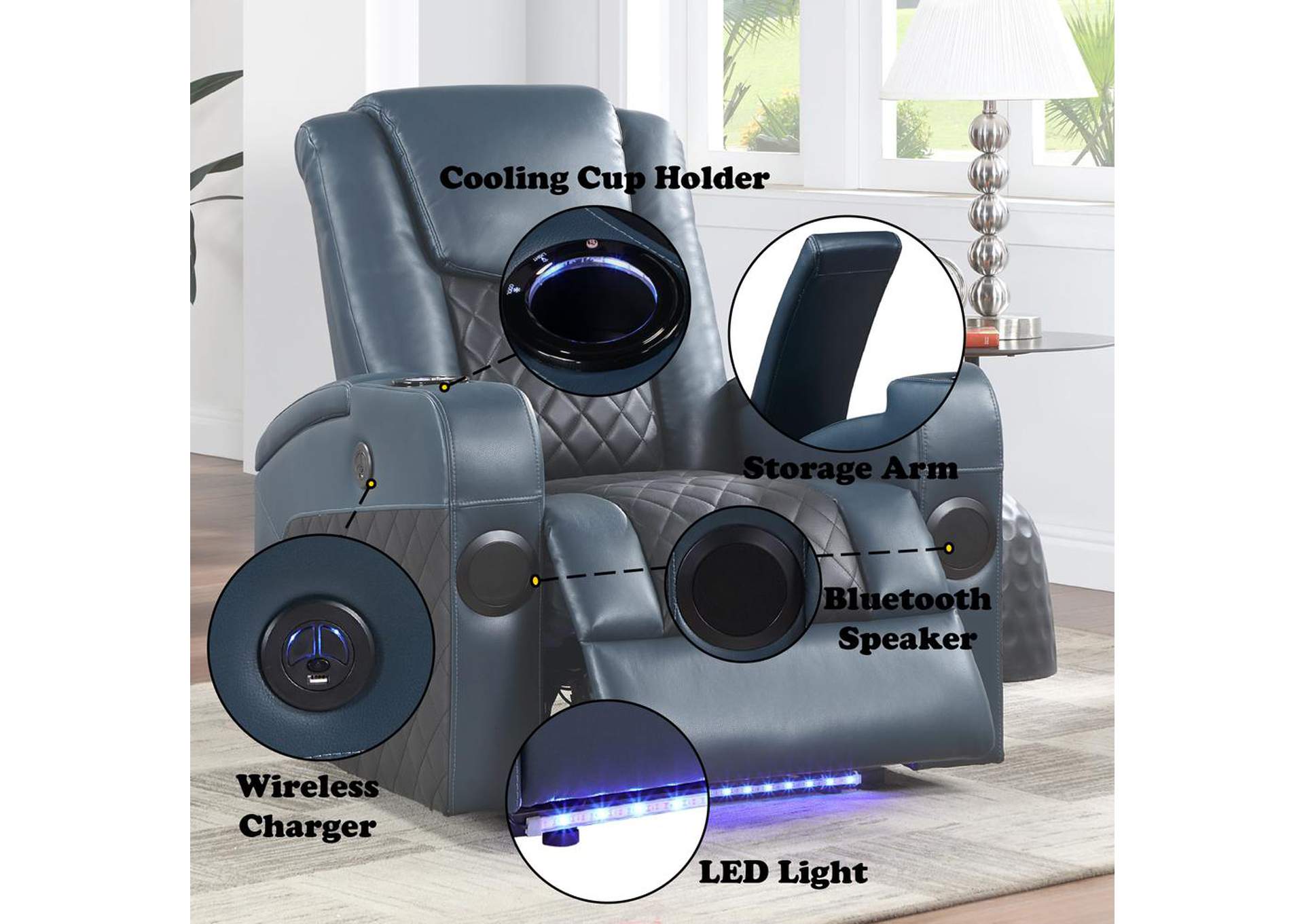 Alair Power Motion Recliner with Bluetooth, Wireless Charger and Cupholder image 12