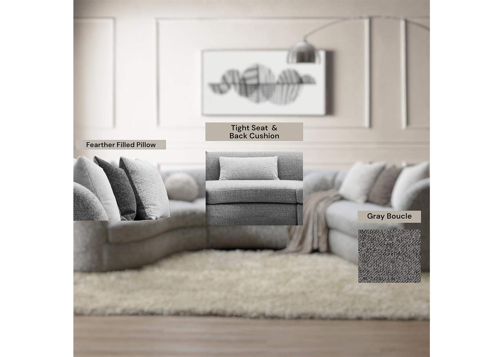 Ivria Sectional Sofa with 9 Pillows image 11