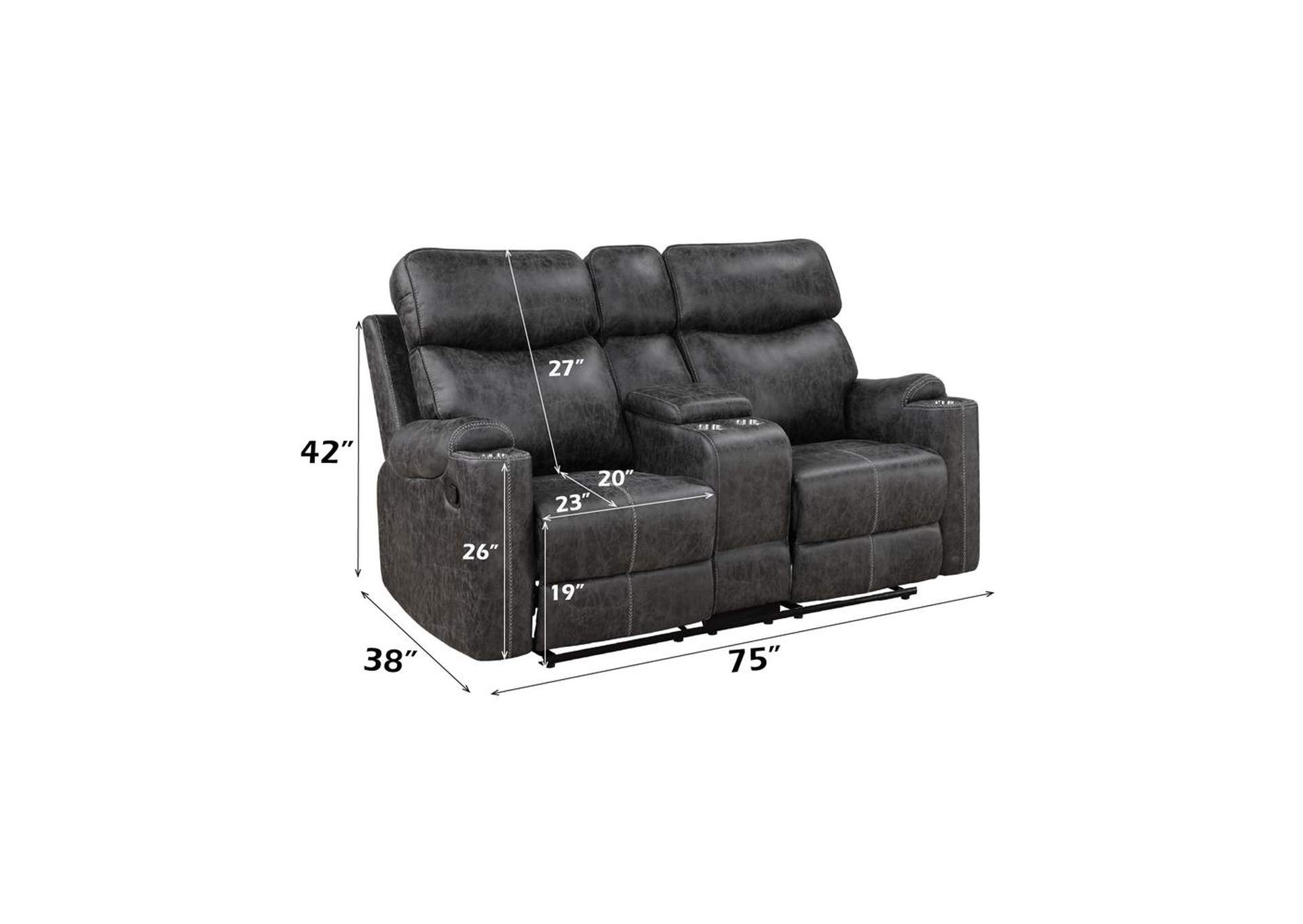 Hirah Motion Loveseat with Console and USB Port image 9