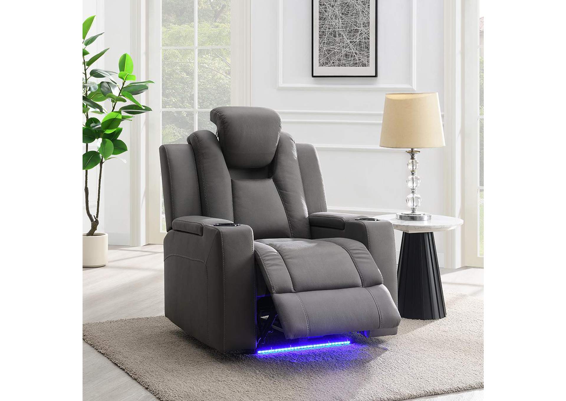 Leuco Power Motion Recliner with Cup Holder, Control, Led and Power Headrest image 1