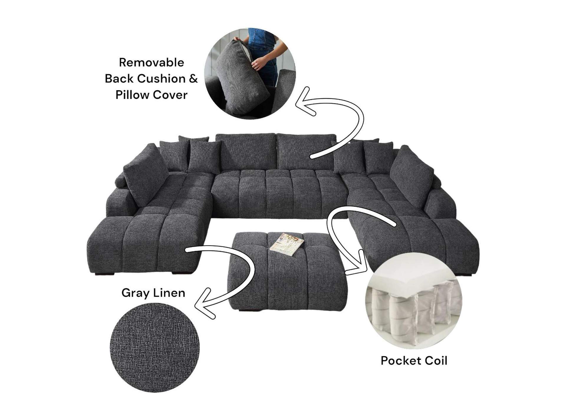 Chosen Sectional Sofa with 6 Pillows image 4