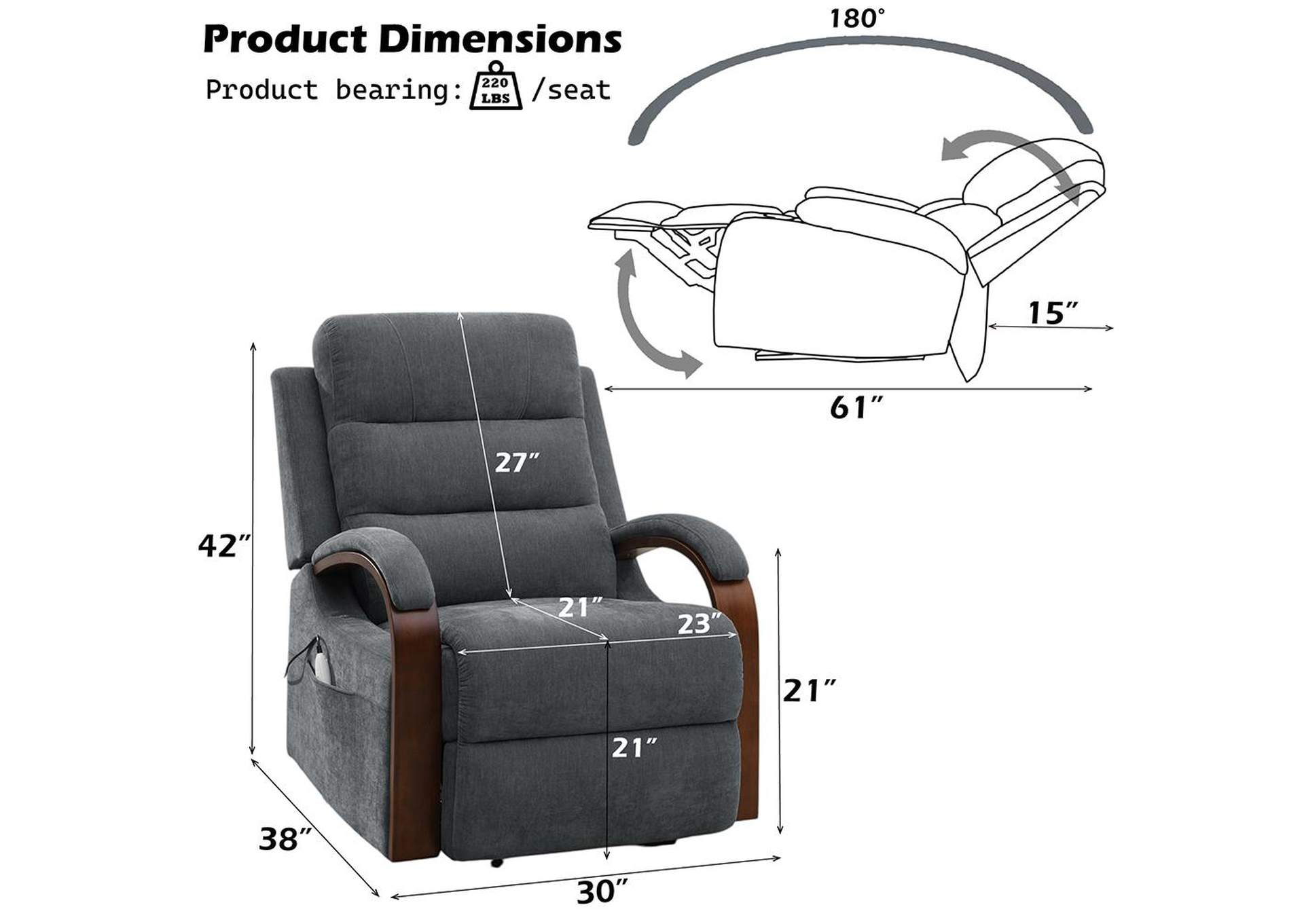 Kayla Power Recliner with Lift and Heating and Massage image 14