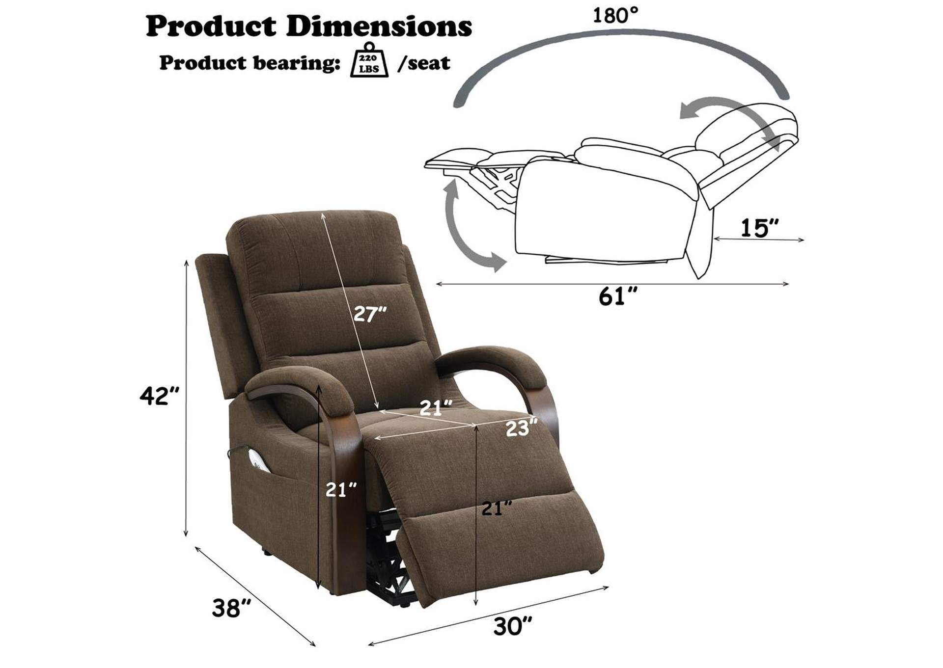 Kayla Power Recliner with Lift and Heating and Massage image 13