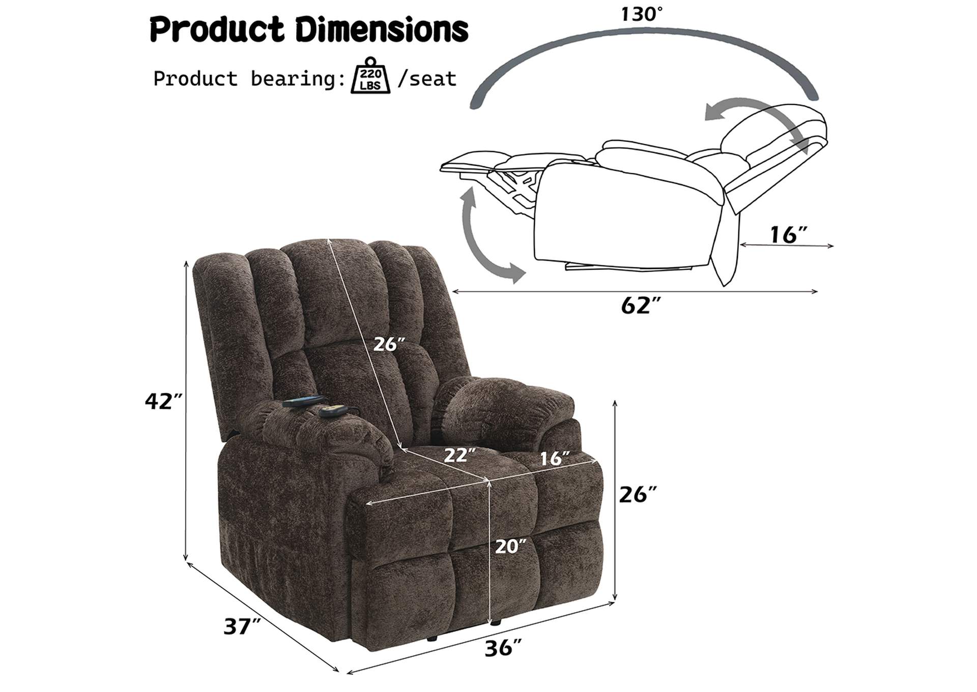 Pacay Power Recliner with Lift, Heating and Massage image 14