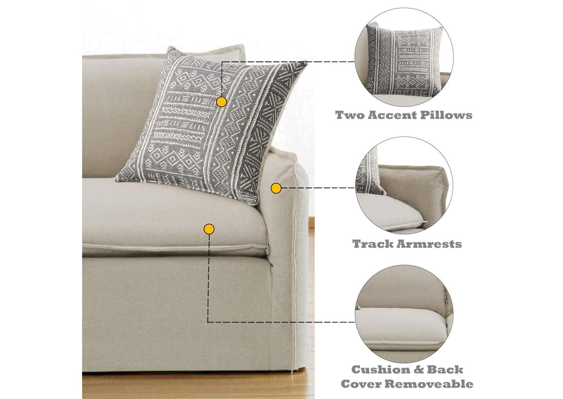 Upendo Sofa with 2 Pillows image 11