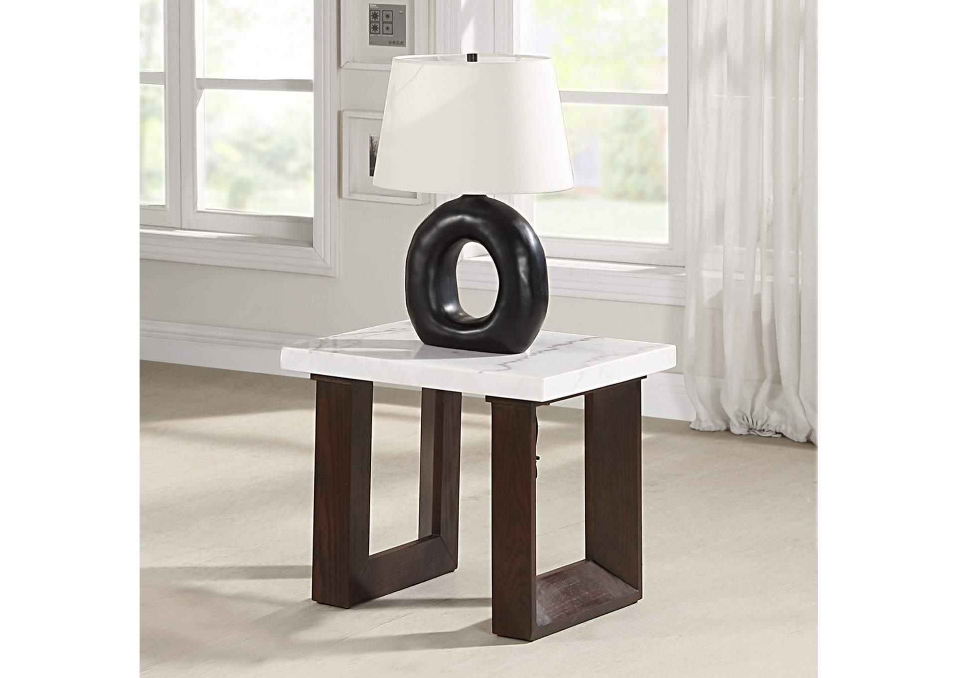 Edwyn End Table with Marble Top