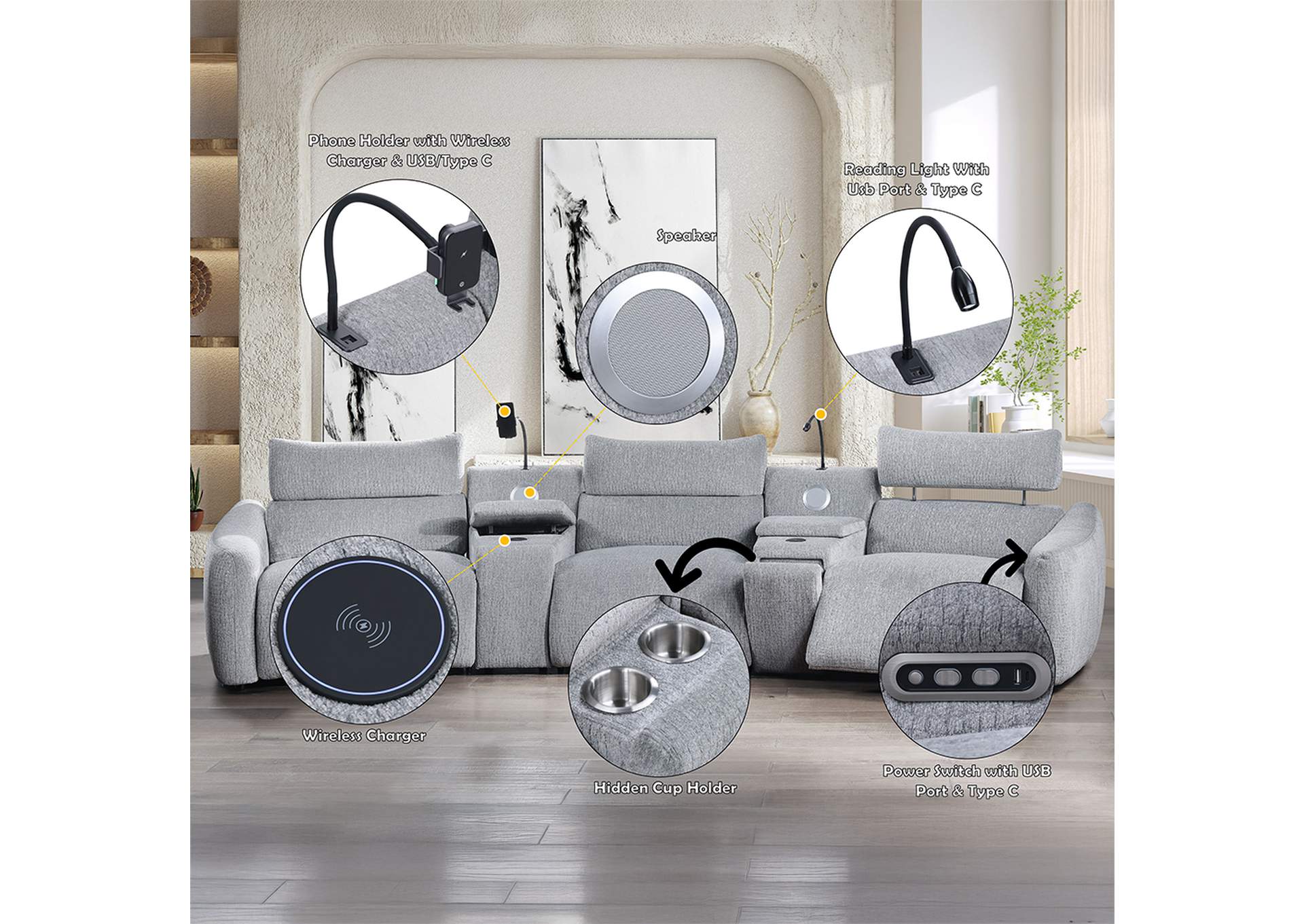 Fullar Modular Console with Speaker and Cup Holder image 14