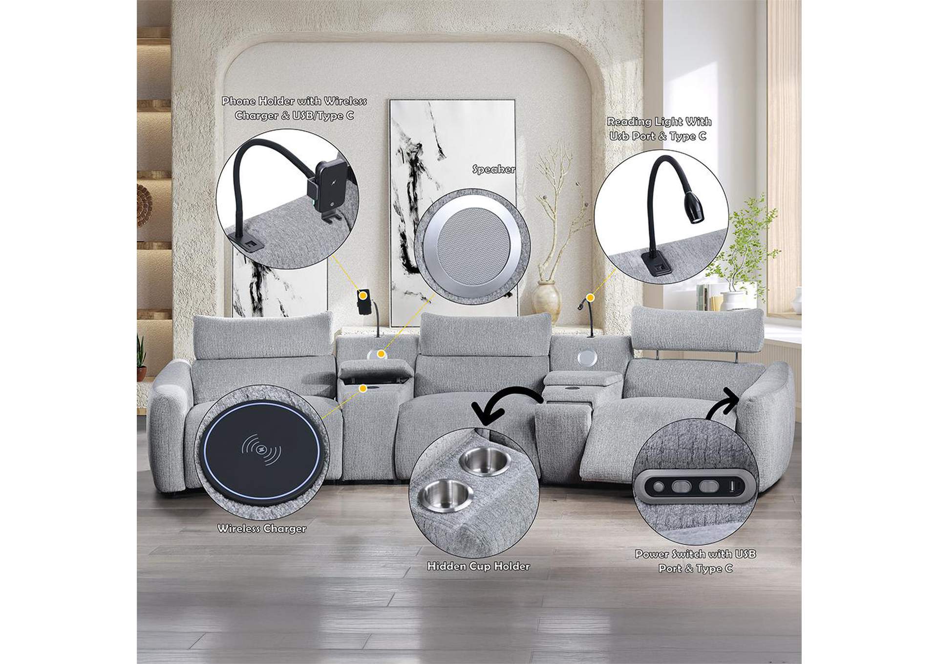 Fullar Modular Console with Wireless Charger image 6