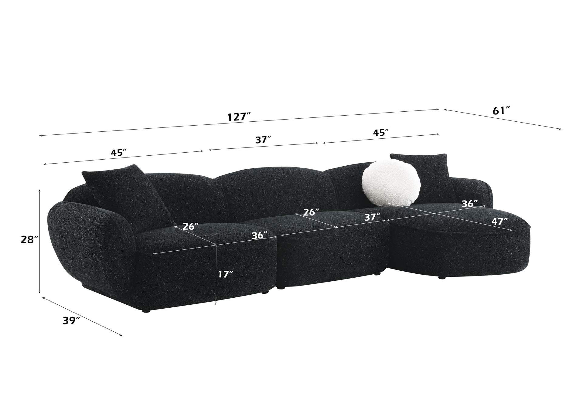 Lucifer Sectional Sofa with 3 Pillows image 9