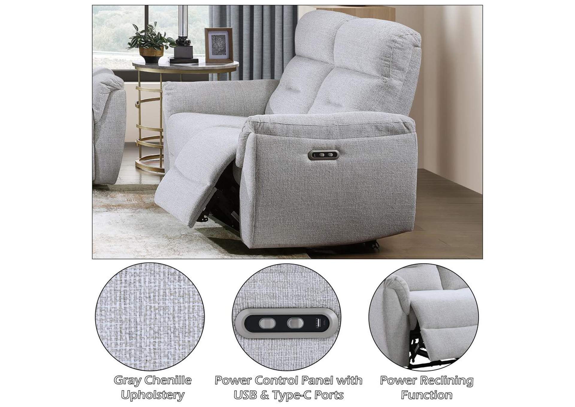 Eastre Power Motion Loveseat with USB Port image 10