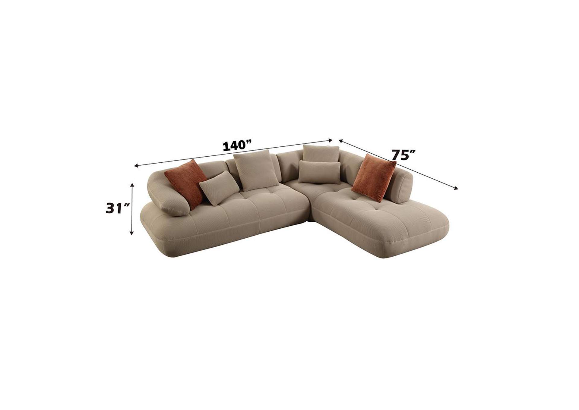Carrick Sectional Sofa with 6 Pillows image 4