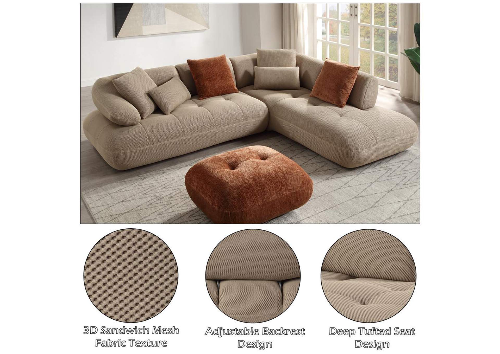 Carrick Sectional Sofa with 6 Pillows image 6