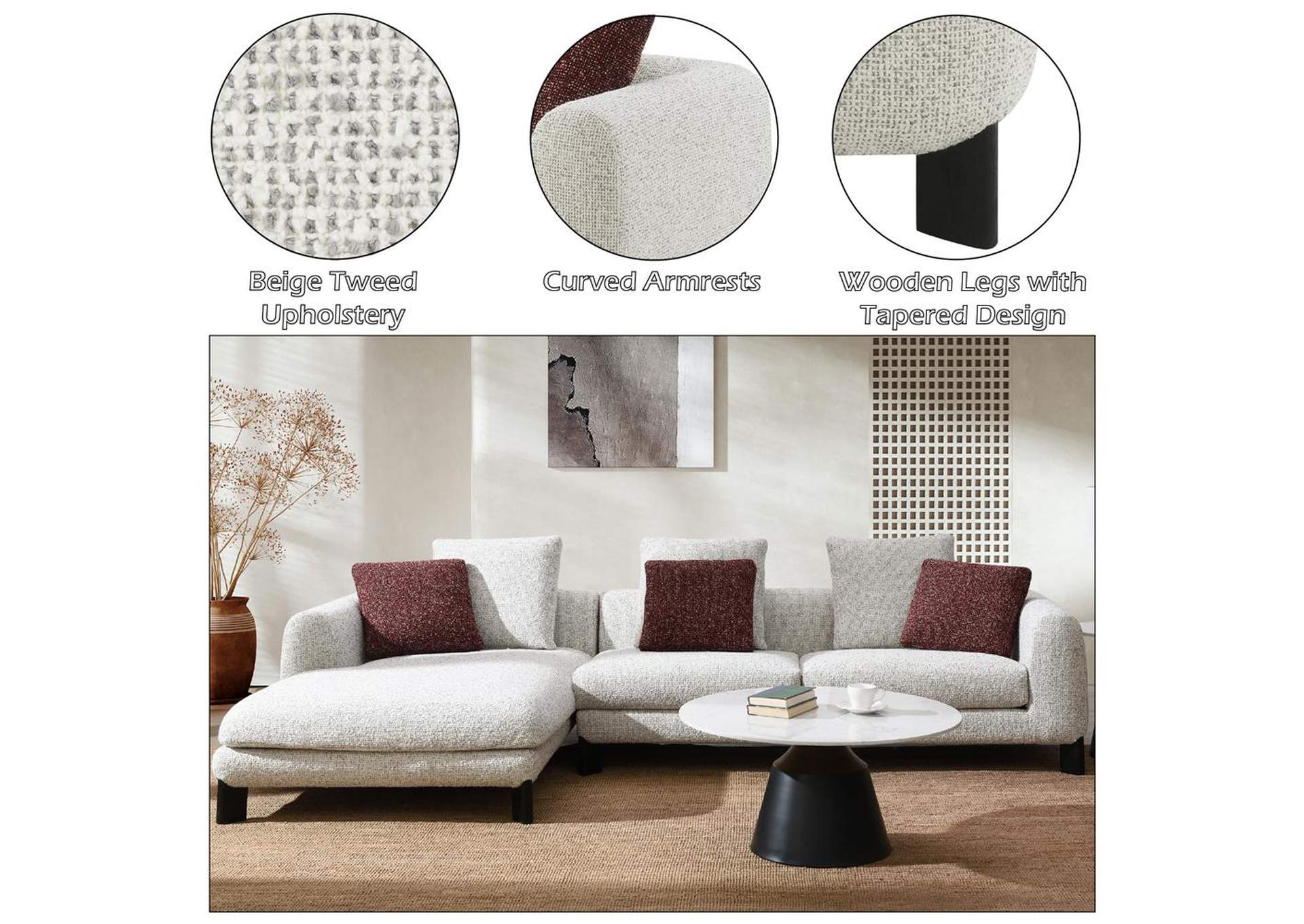 Mardi Sectional Sofa with 6 Pillows image 12