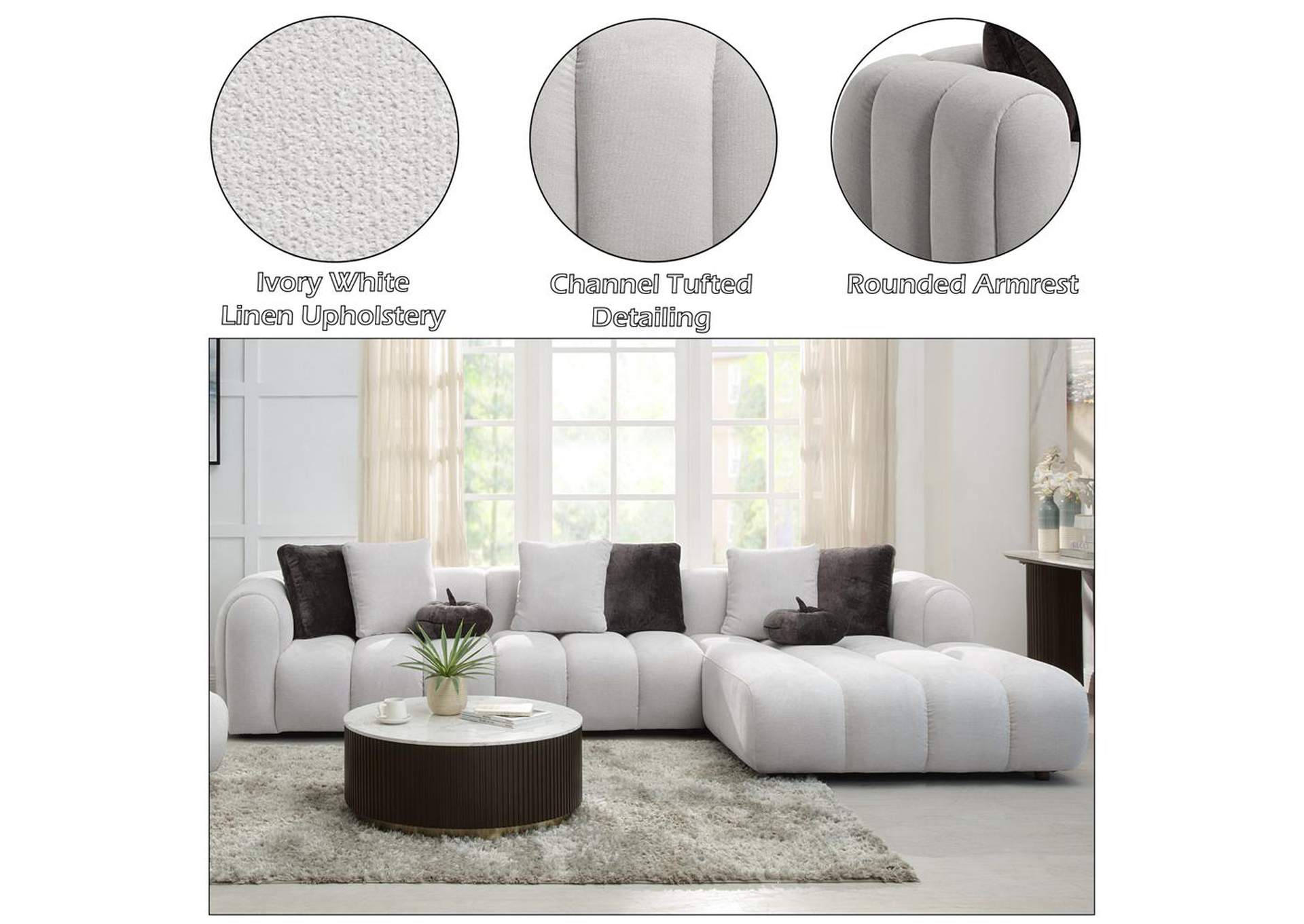 Manilla Sectional Sofa with 8 Pillows image 11