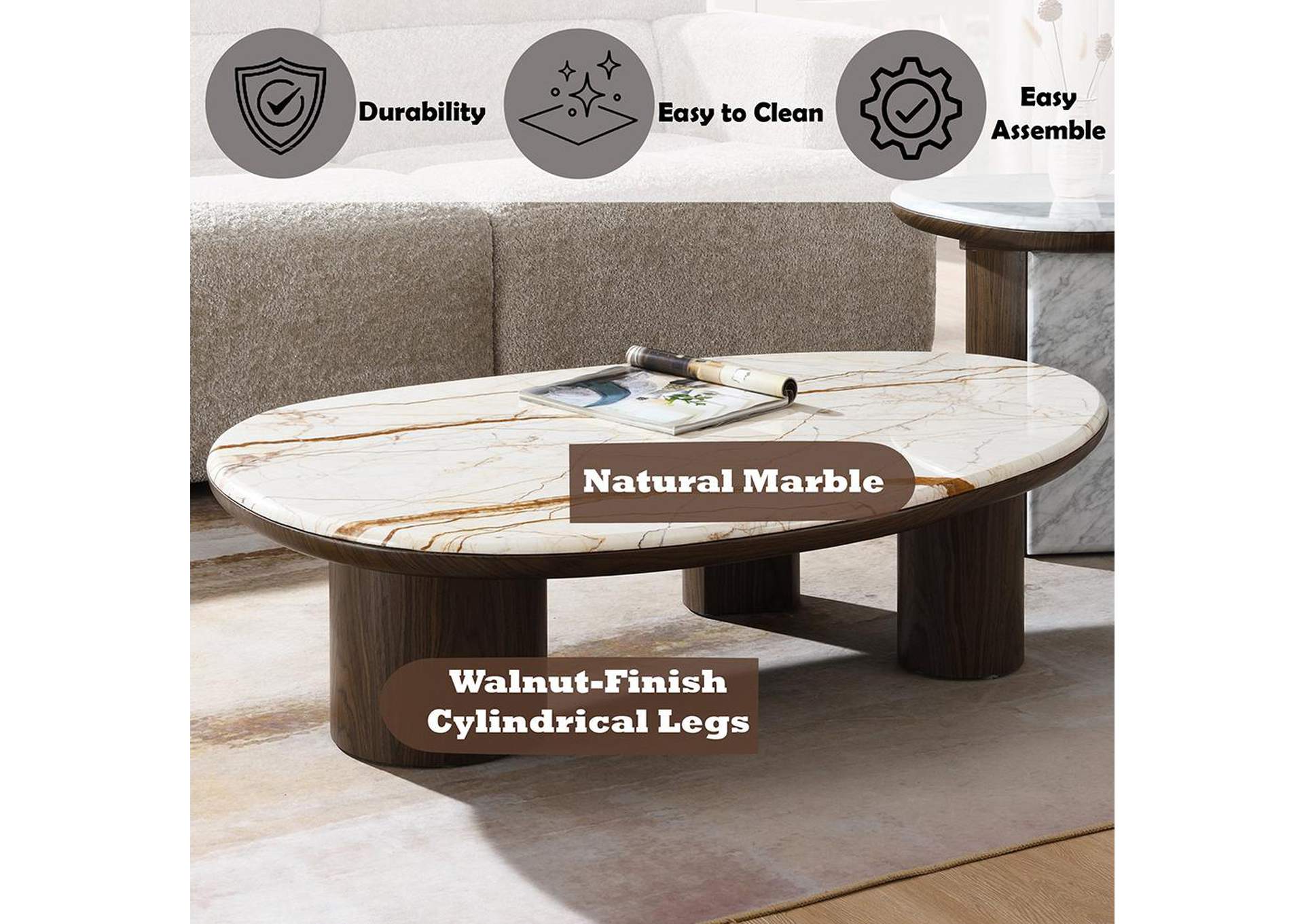 Haidar Coffee Table with Natural Marble image 7