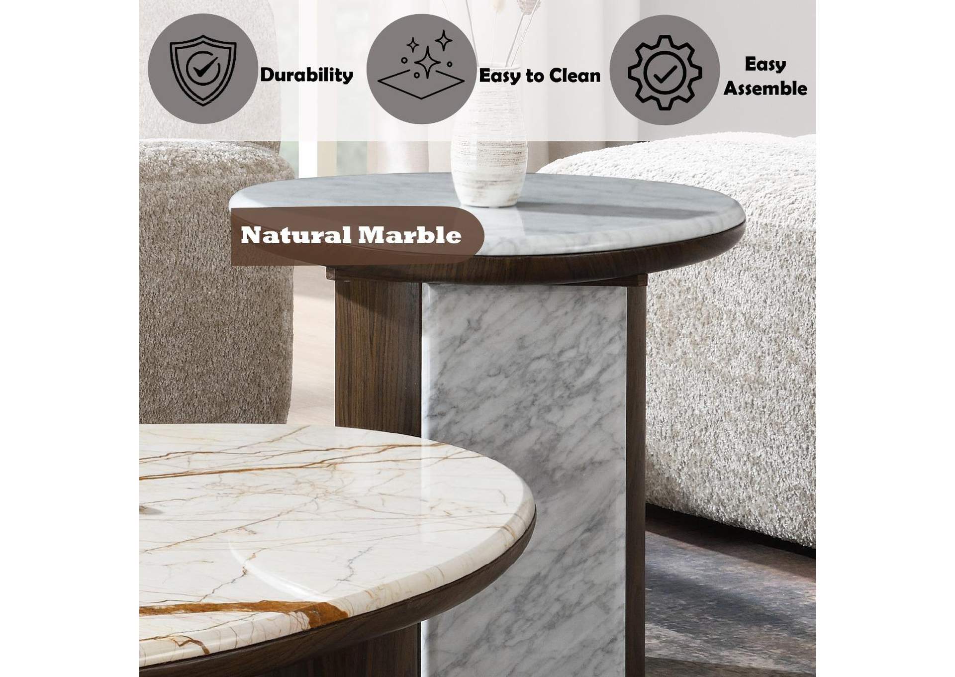 Haidar End Table with Natural Marble image 7