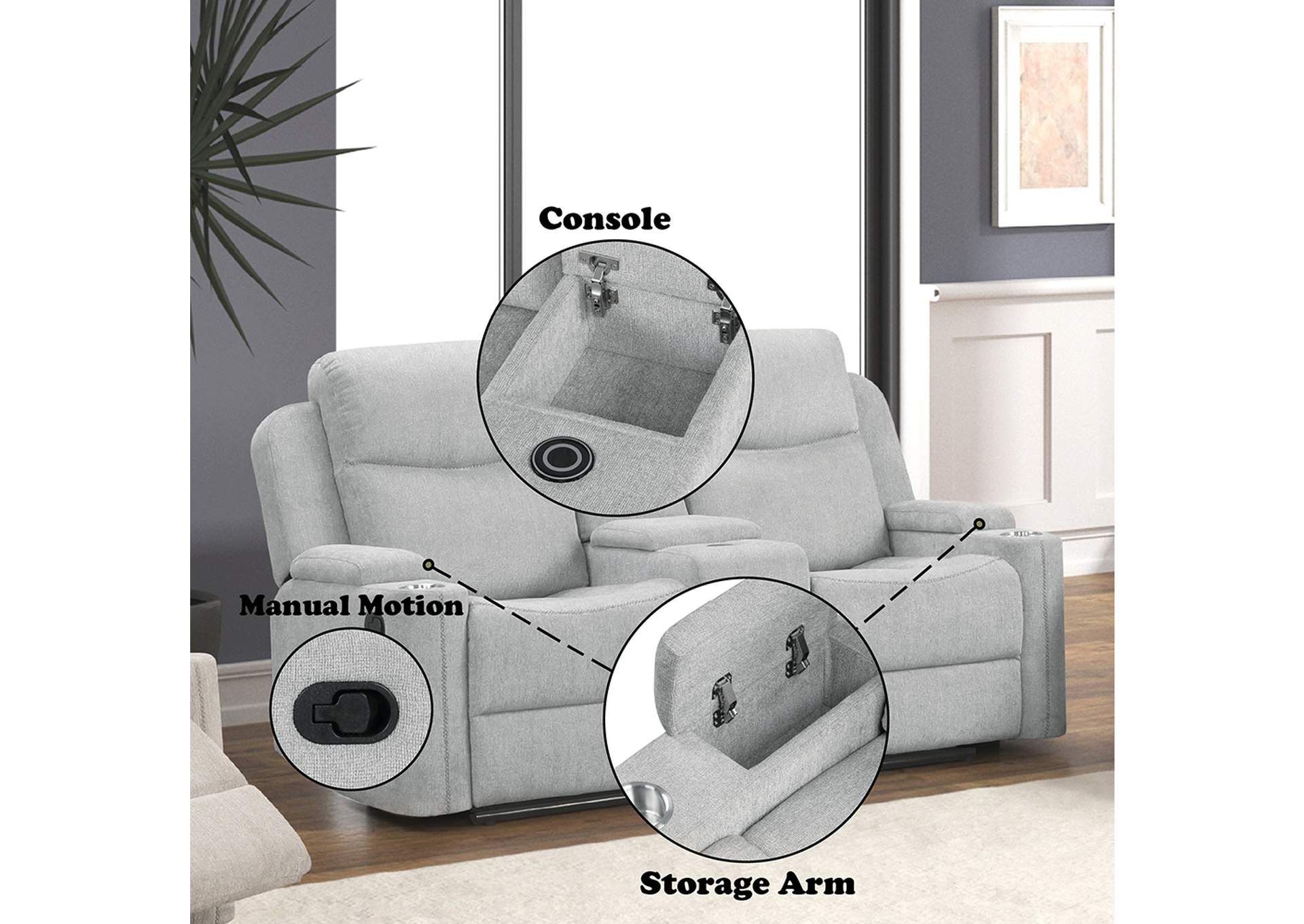 Galya Motion Loveseat with Console image 11