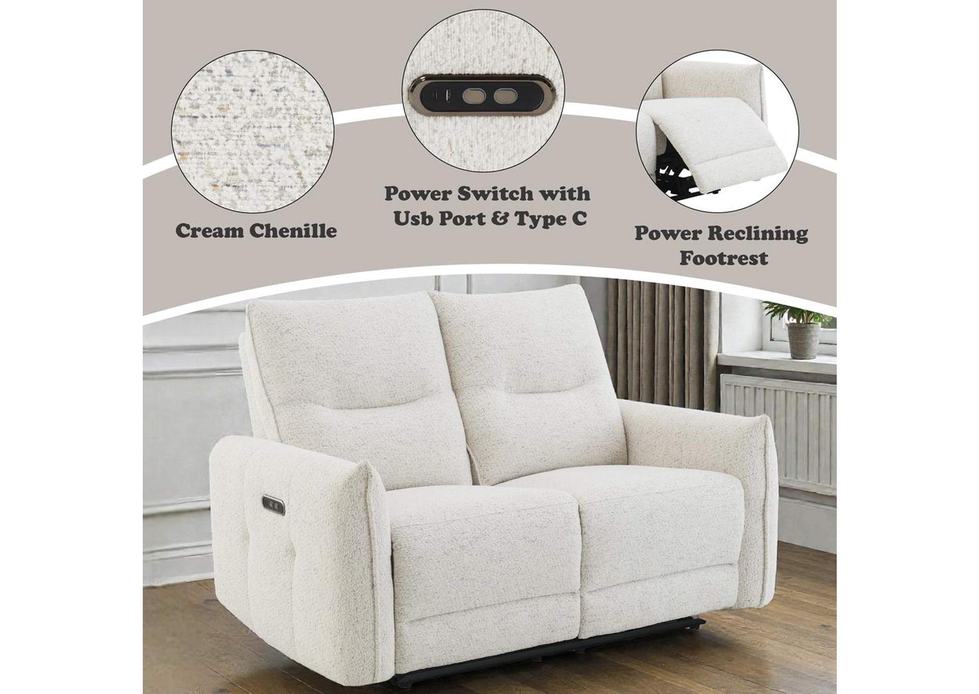 Lalisa Power Motion Loveseat with USB Port image 13