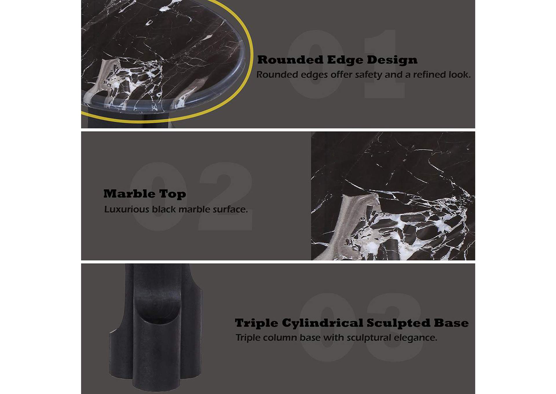 Kinton End Table with Natural Marble Top image 6