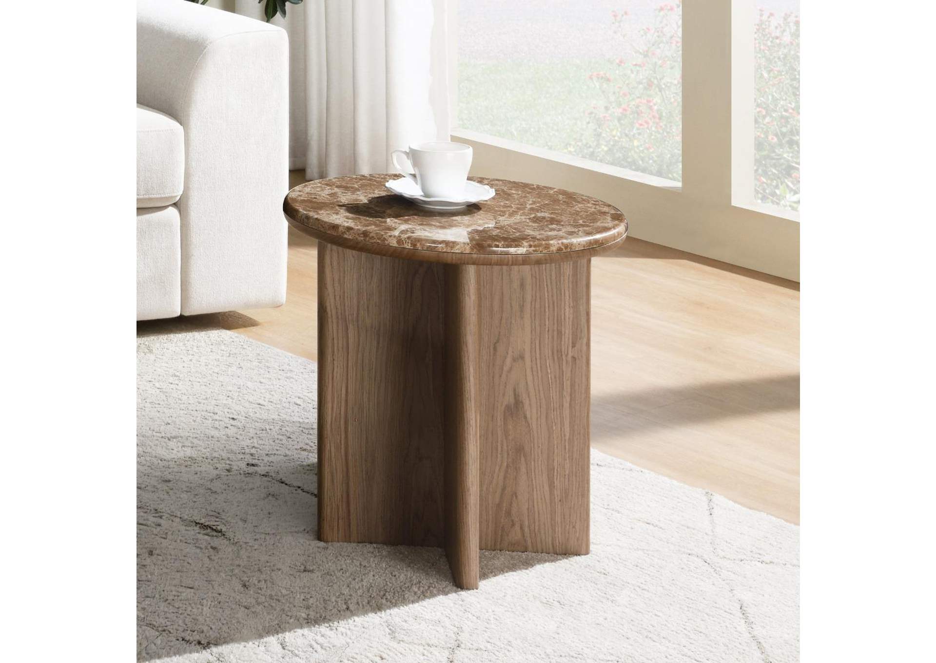 Markku End Table with Natural Marble image 1
