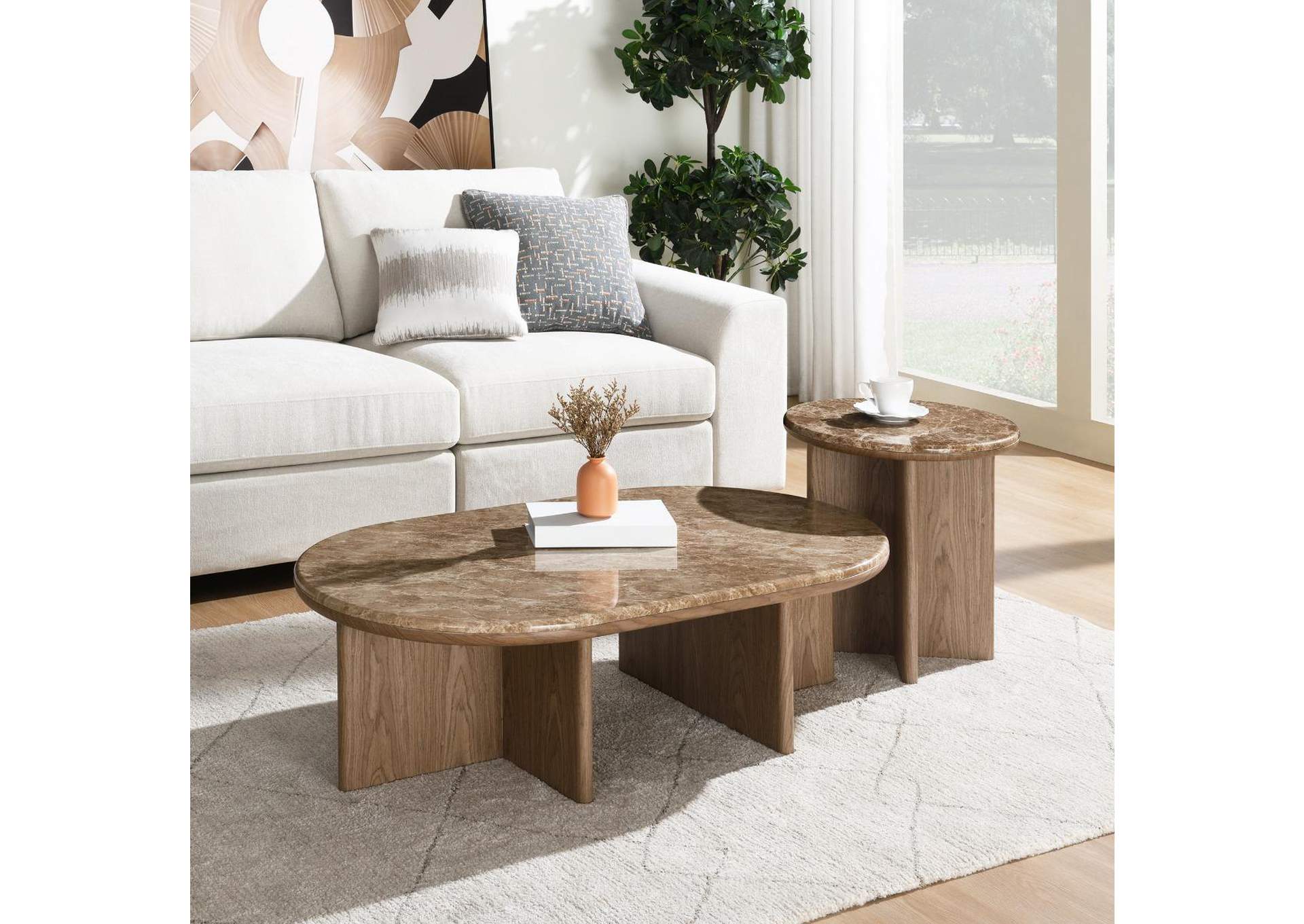 Markku End Table with Natural Marble image 3