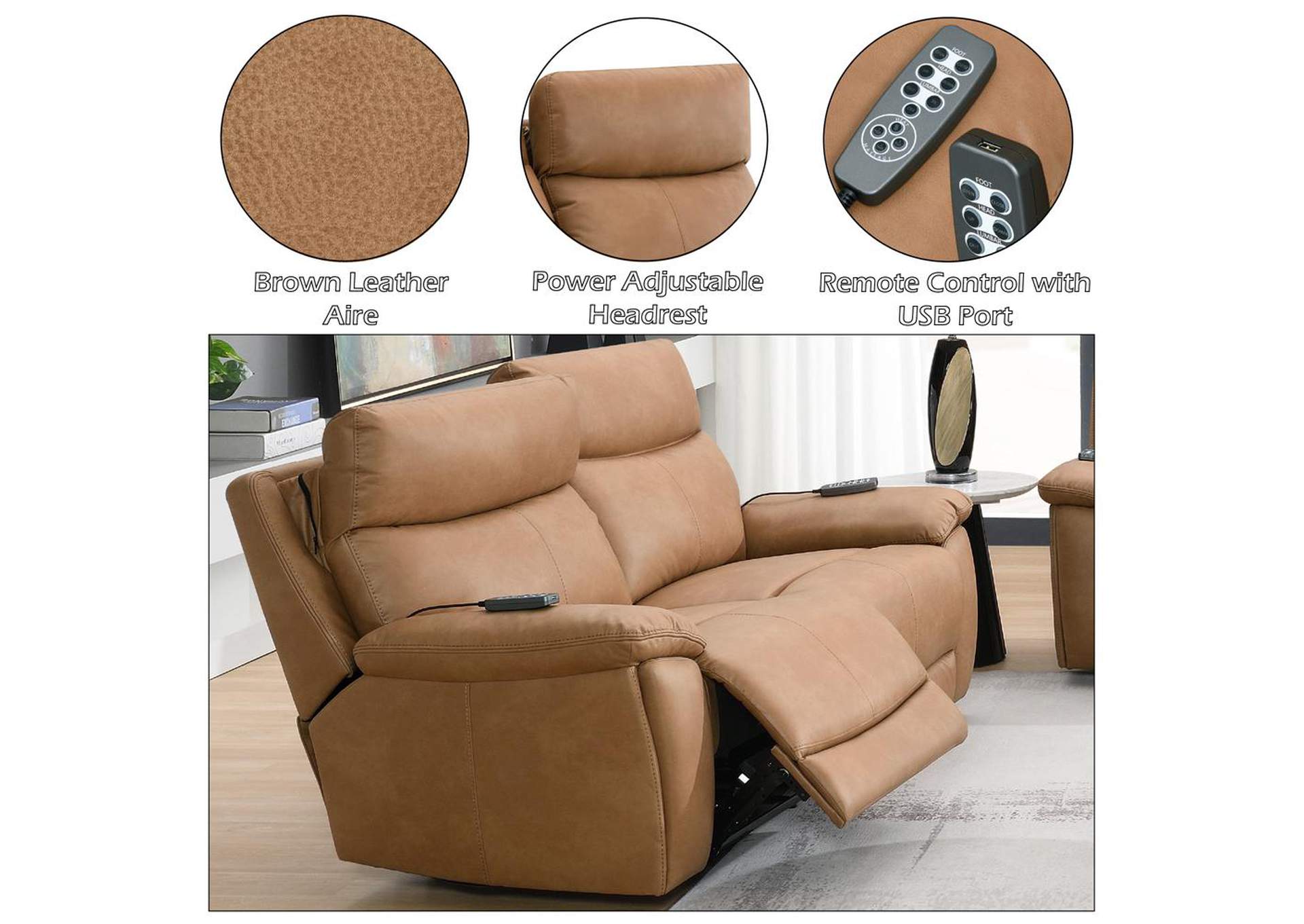 Chavis Power Motion Loveseat with USB and Power Headrest image 12