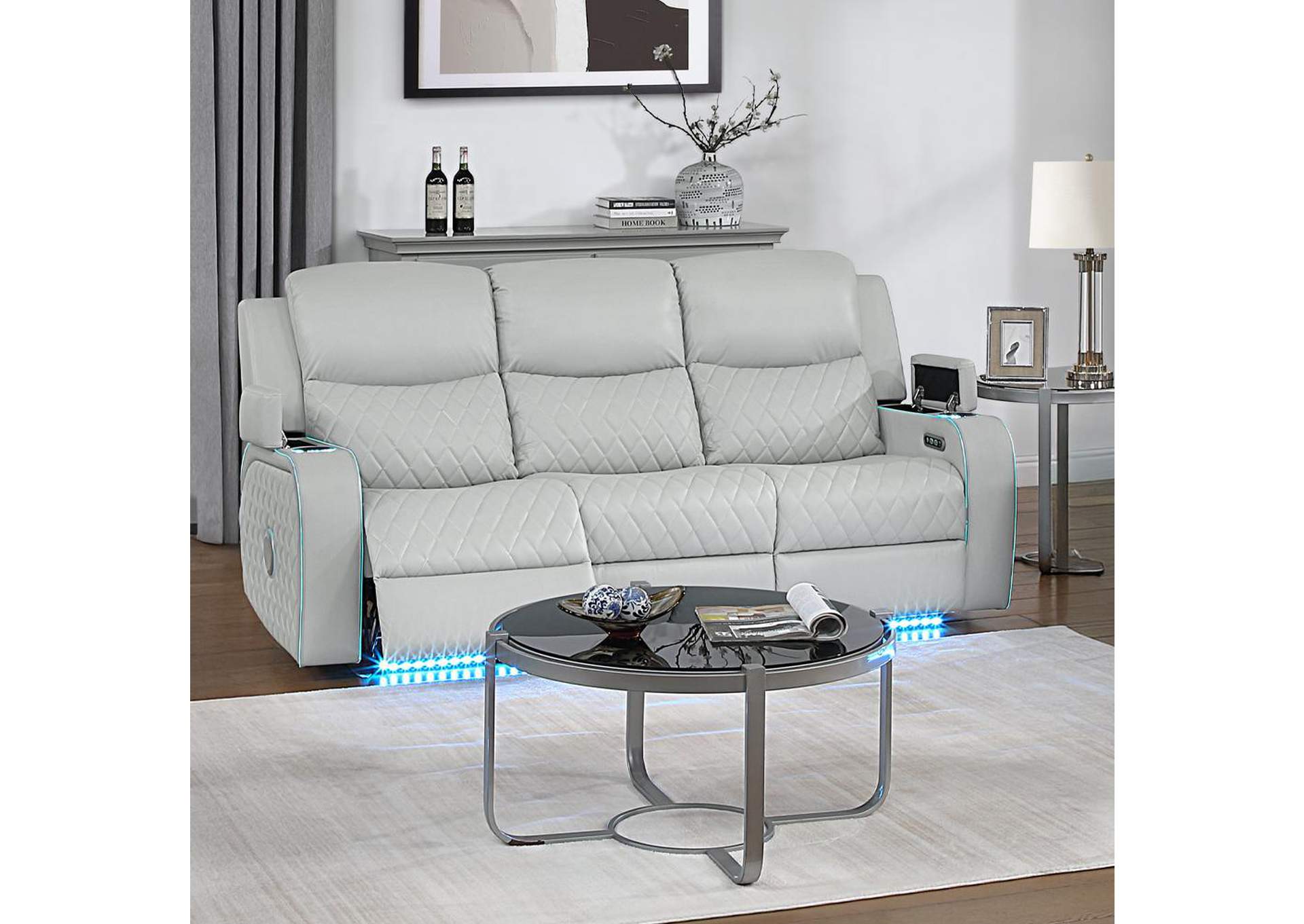Elonzo Power Motion Sofa with Led, Power Headrest and Speaker image 1