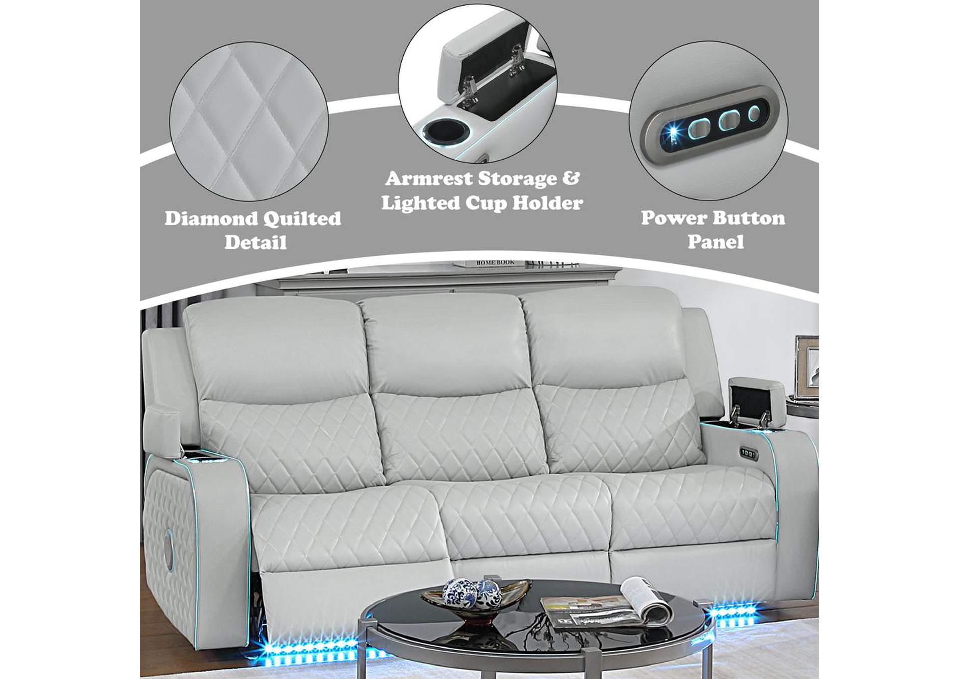 Elonzo Power Motion Sofa with Led, Power Headrest and Speaker image 14
