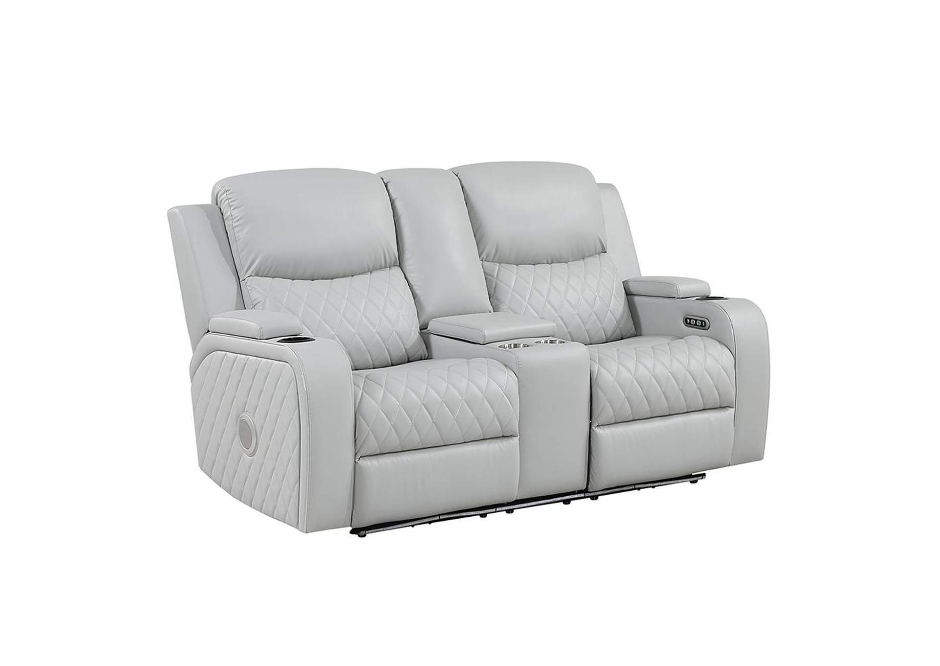 Elonzo Power Motion Loveseat with Console, Led, Power Headrest and Speaker image 3