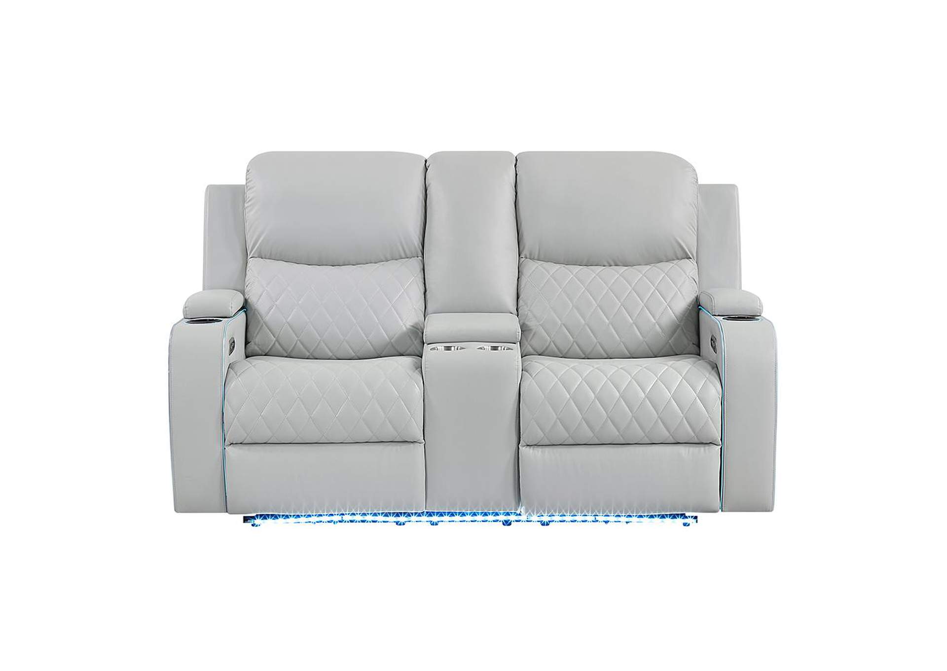 Elonzo Power Motion Loveseat with Console, Led, Power Headrest and Speaker image 4