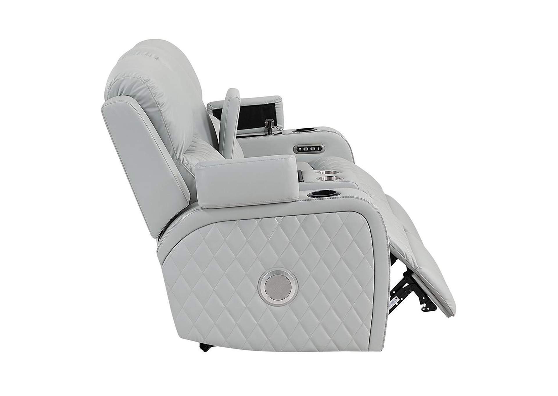 Elonzo Power Motion Loveseat with Console, Led, Power Headrest and Speaker image 5
