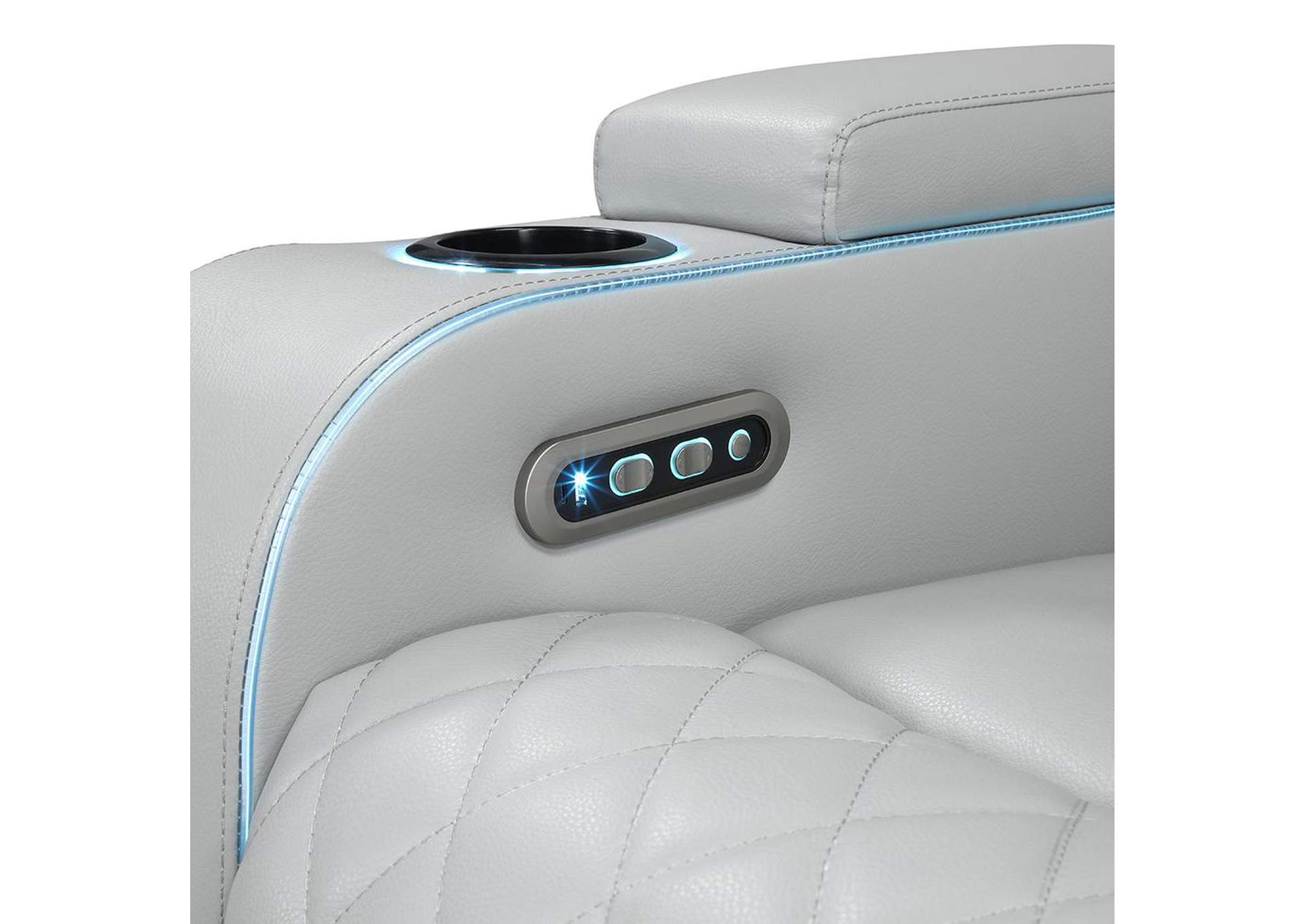 Elonzo Power Motion Loveseat with Console, Led, Power Headrest and Speaker image 8