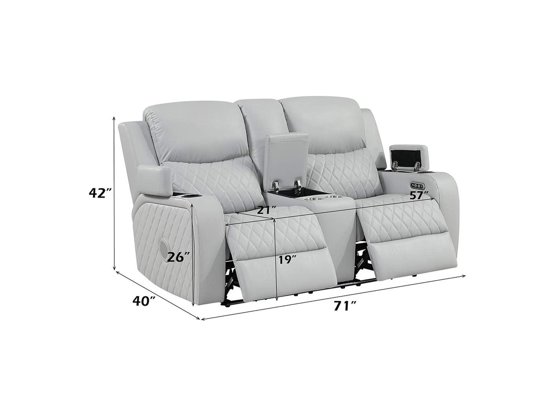 Elonzo Power Motion Loveseat with Console, Led, Power Headrest and Speaker image 12