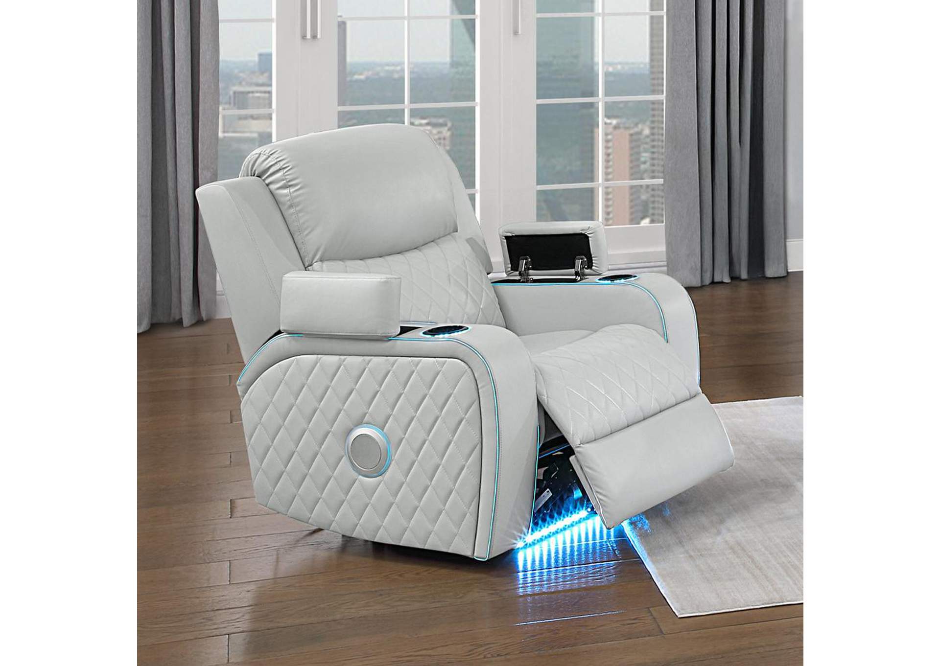 Elonzo Power Motion Recliner W with Led, Power Headrest and Speaker image 1