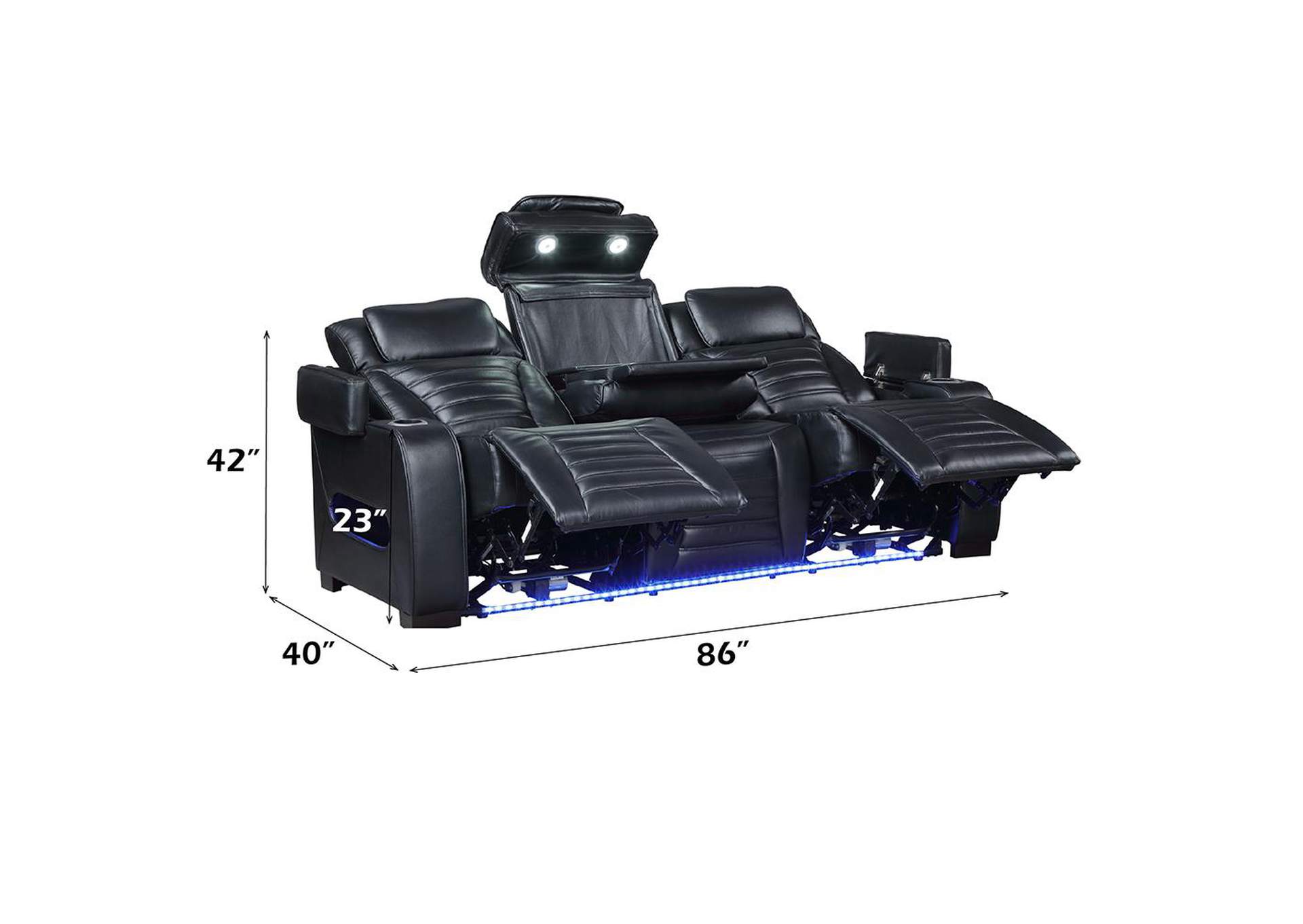 Ephron Power Motion Sofa with Dropdown Table, Wireless Charging, Reading Light, Power Headrests and Led image 8