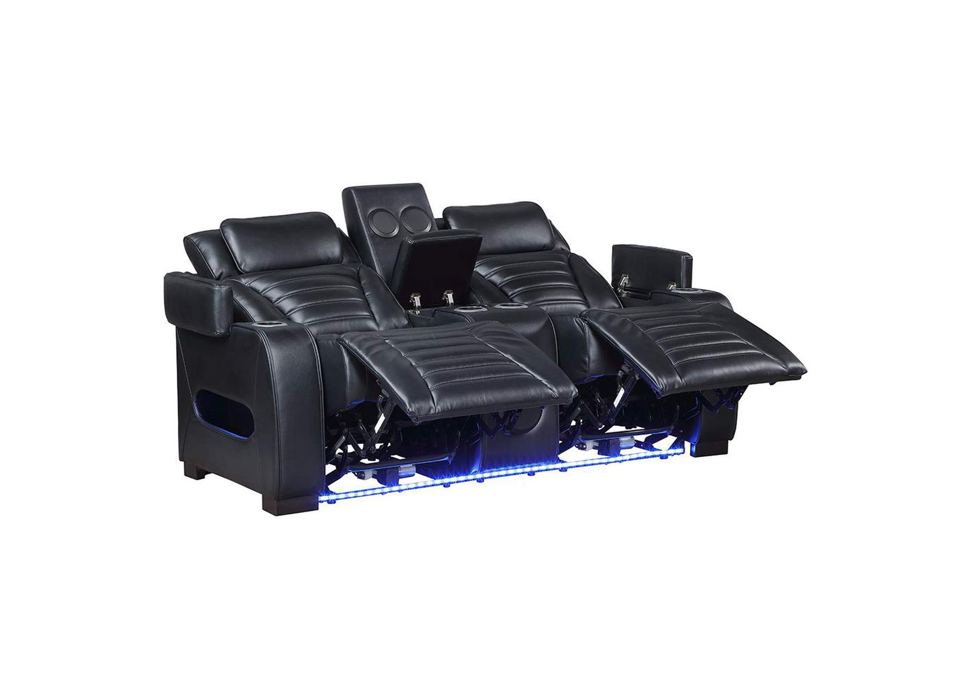 Ephron Power Motion Loveseat with Console, Power Headrests, Led and Speakers image 3