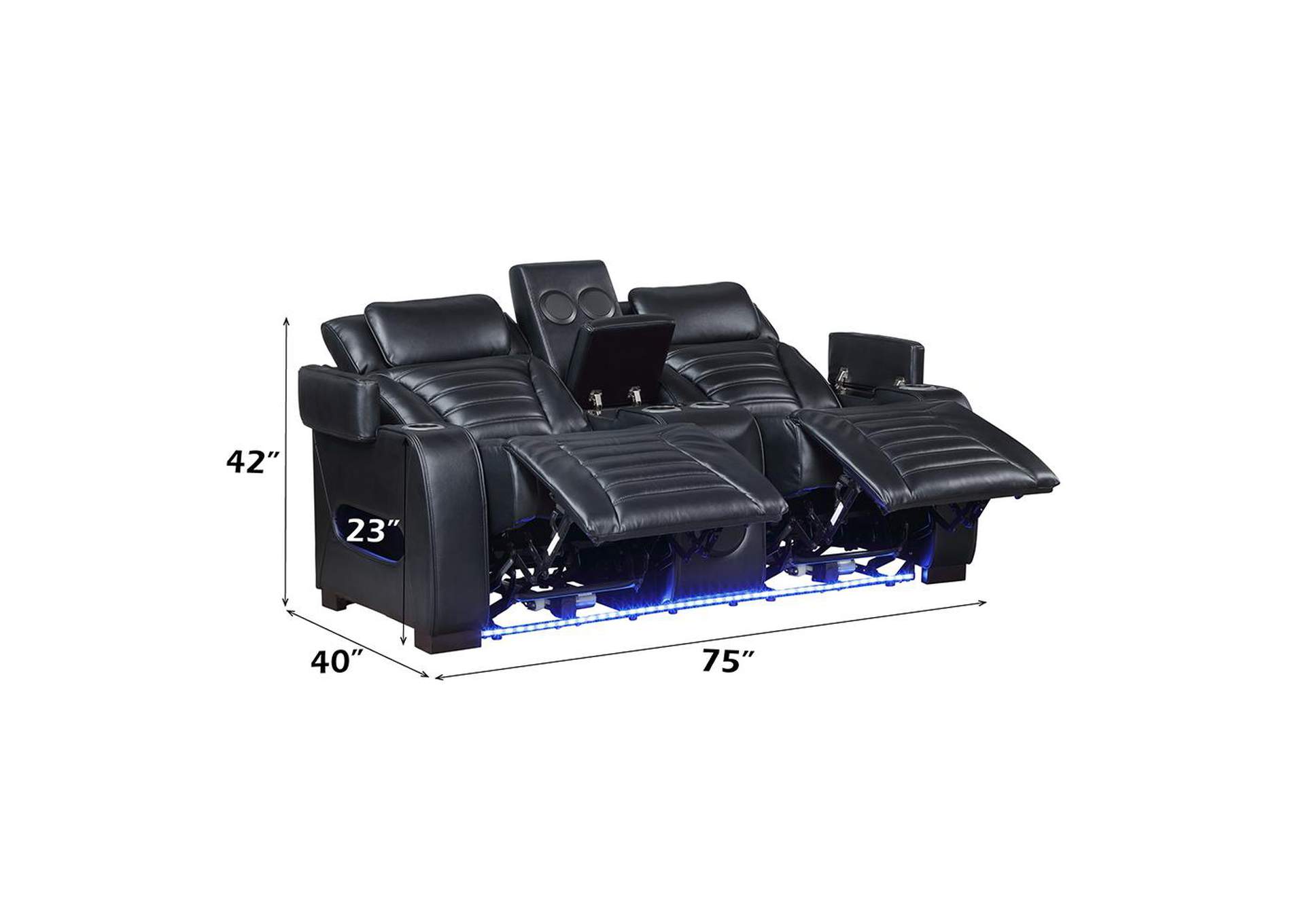 Ephron Power Motion Loveseat with Console, Power Headrests, Led and Speakers image 9