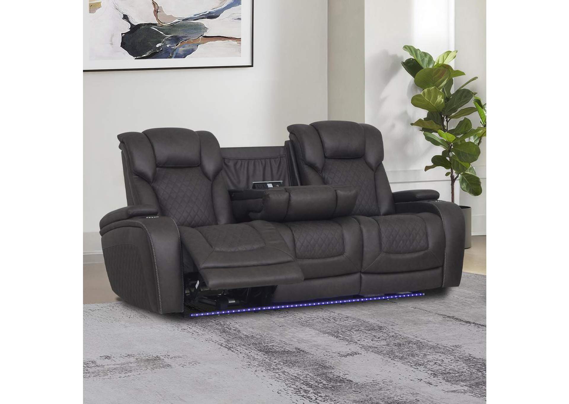 Wendell Power Motion Sofa with Dropdown Table, Storage, USB and Led image 1