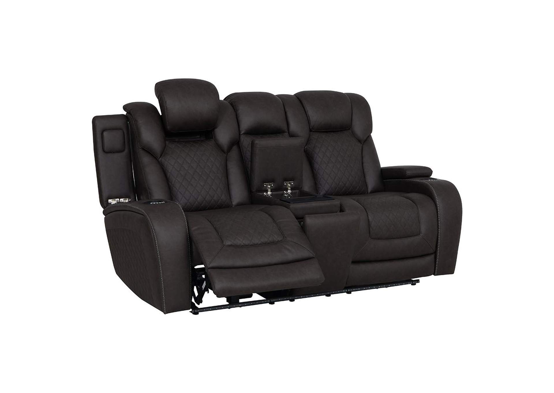 Wendell Power Motion Loveseat with Console, Wireless Charger, Storage, USB and Led image 3