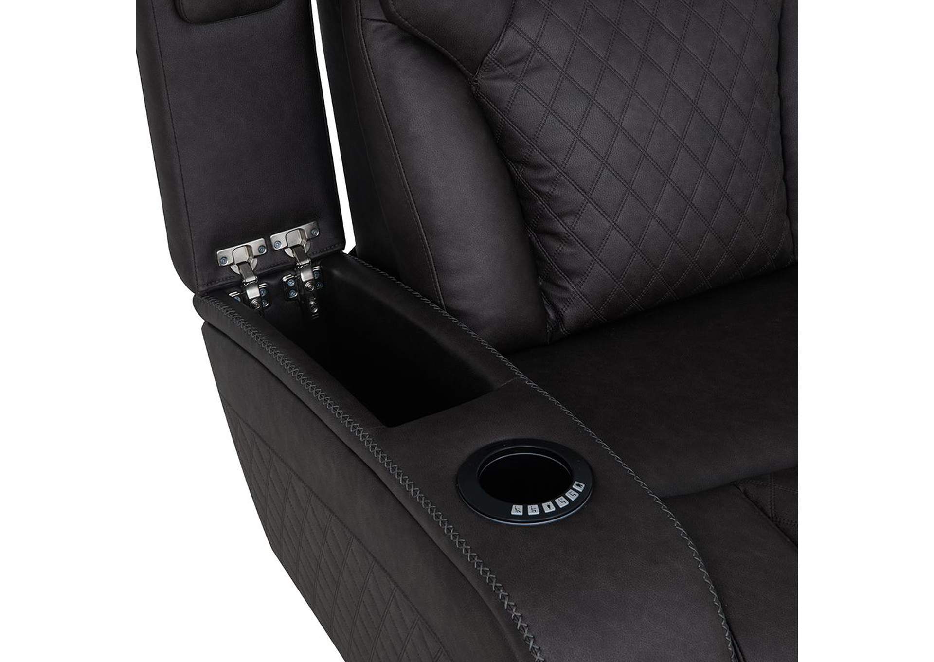 Wendell Power Motion Loveseat with Console, Wireless Charger, Storage, USB and Led image 8