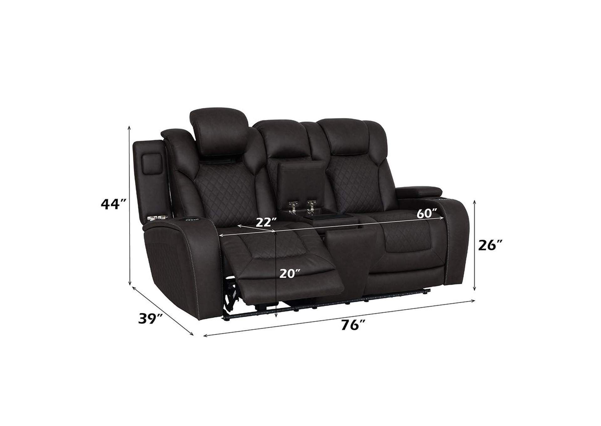 Wendell Power Motion Loveseat with Console, Wireless Charger, Storage, USB and Led image 11