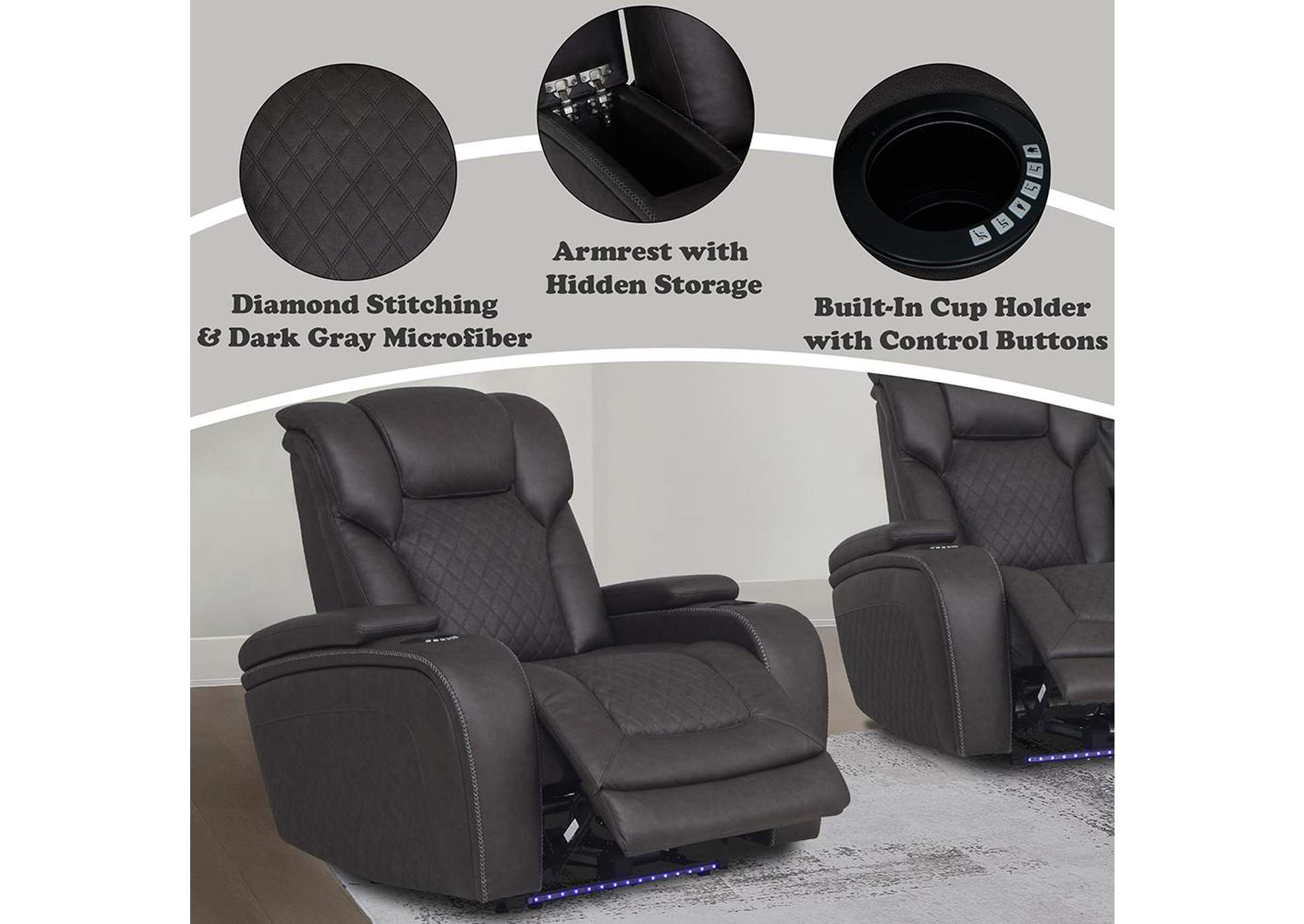 Wendell Power Motion Recliner with Storage, USB and Led image 11