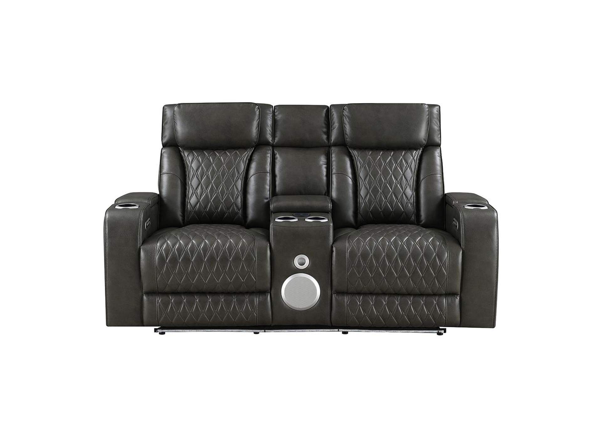 Taddeo Power Motion Loveseat with Console, Speaker, USB, Wireless Charger and Led image 4