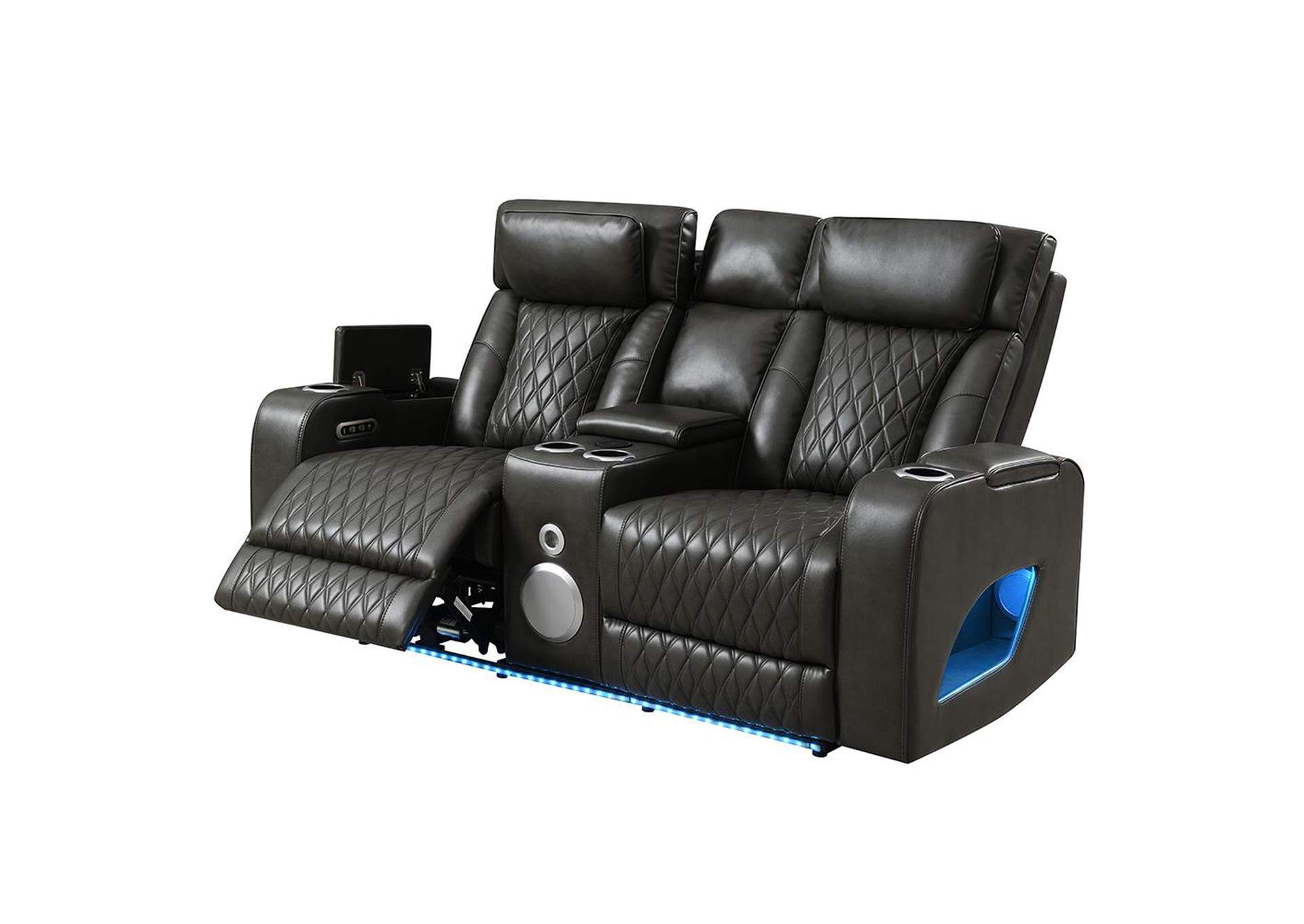 Taddeo Power Motion Loveseat with Console, Speaker, USB, Wireless Charger and Led image 5