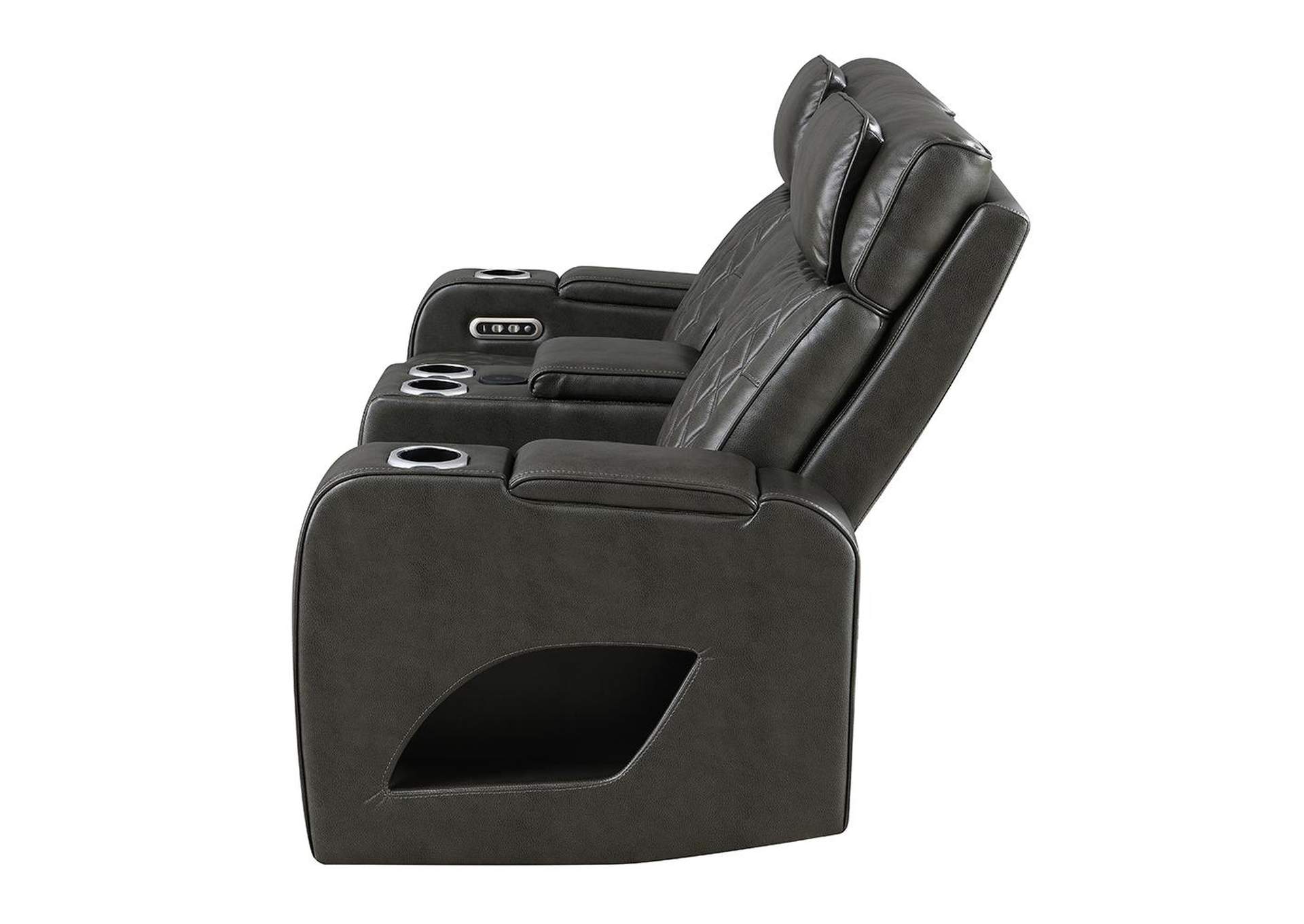 Taddeo Power Motion Loveseat with Console, Speaker, USB, Wireless Charger and Led image 6