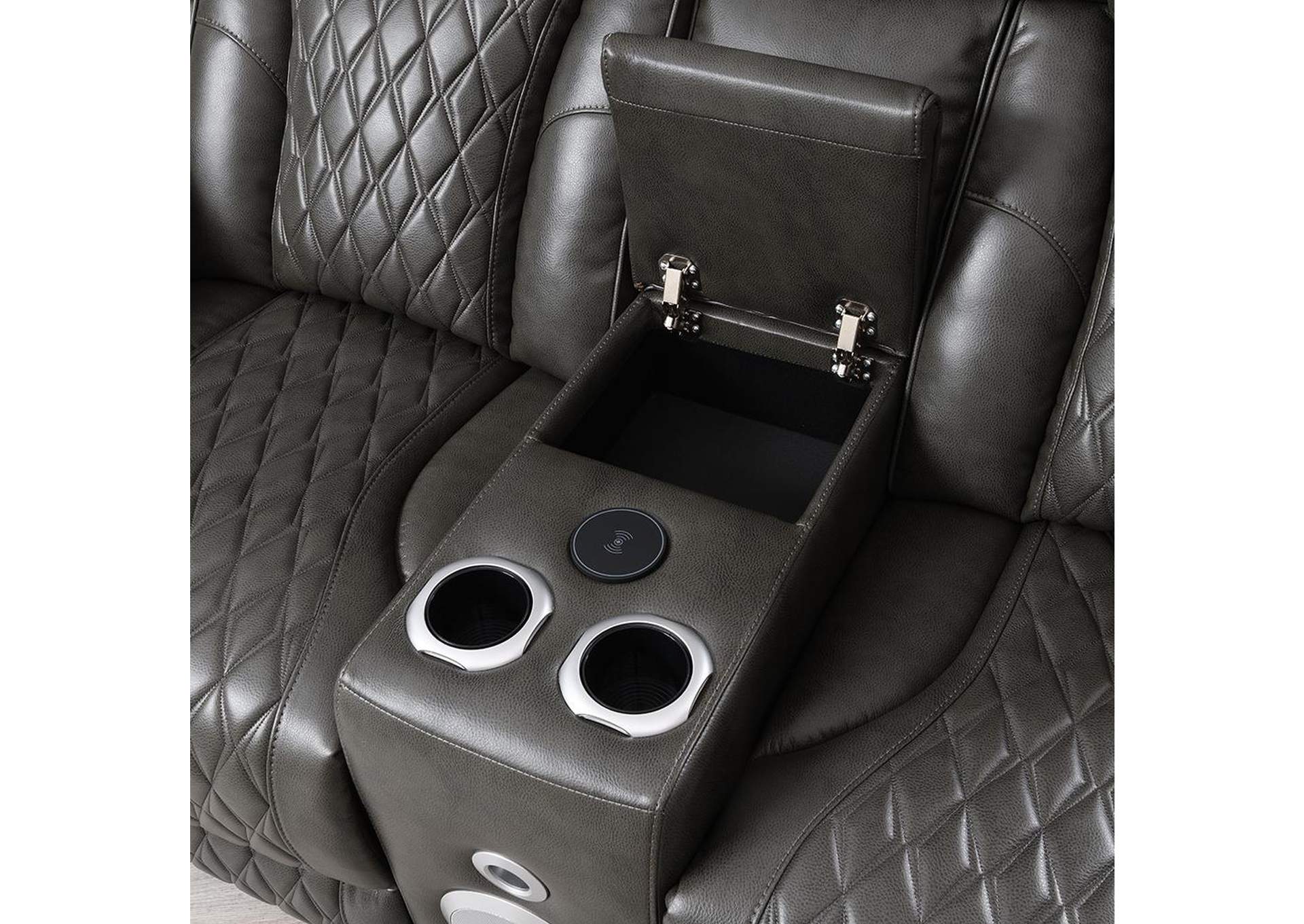 Taddeo Power Motion Loveseat with Console, Speaker, USB, Wireless Charger and Led image 8